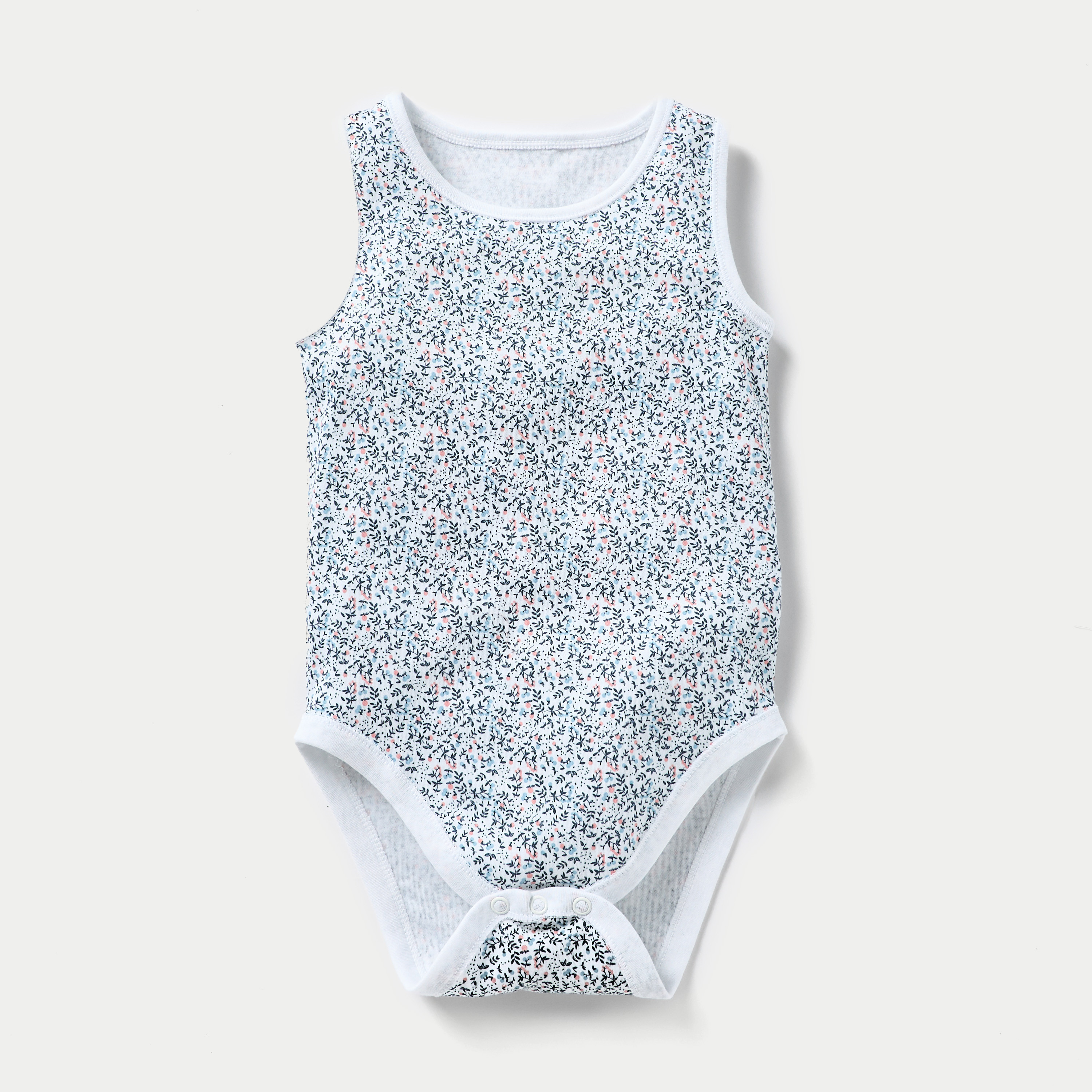 Juniors Printed Sleeveless Bodysuit with Button Closure - Set of 5-baby-girls-clothing-bodysuits-image-2