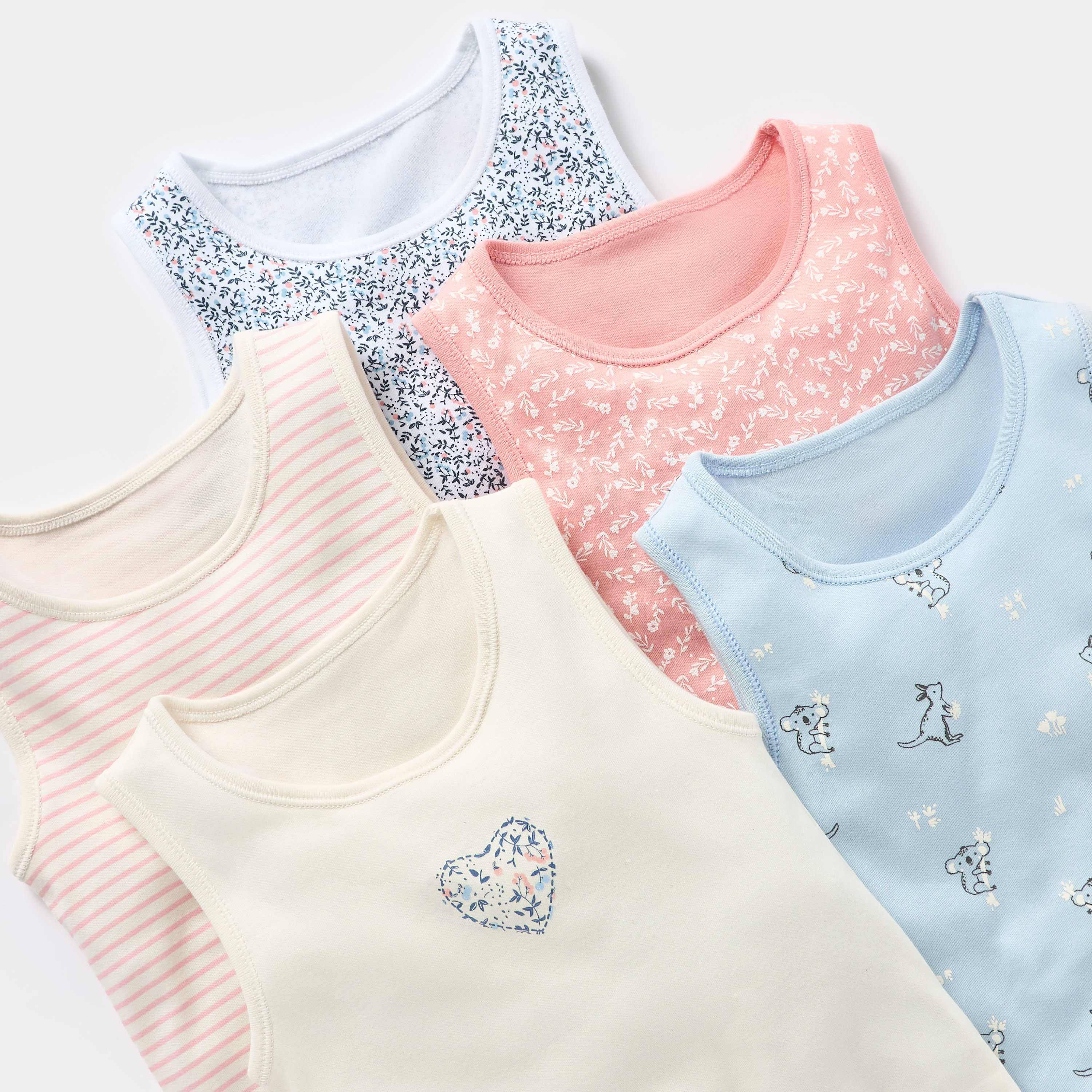 Juniors Printed Sleeveless Bodysuit with Button Closure - Set of 5-baby-girls-clothing-bodysuits-image-3