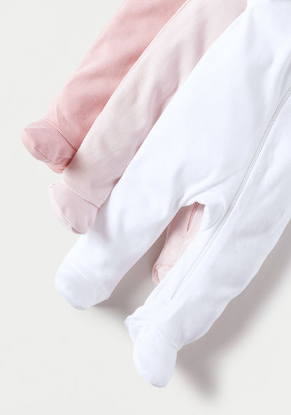 Juniors Solid Closed-Feet Sleepsuit with Zip Closure - Set of 5-Sleepsuits-image-3