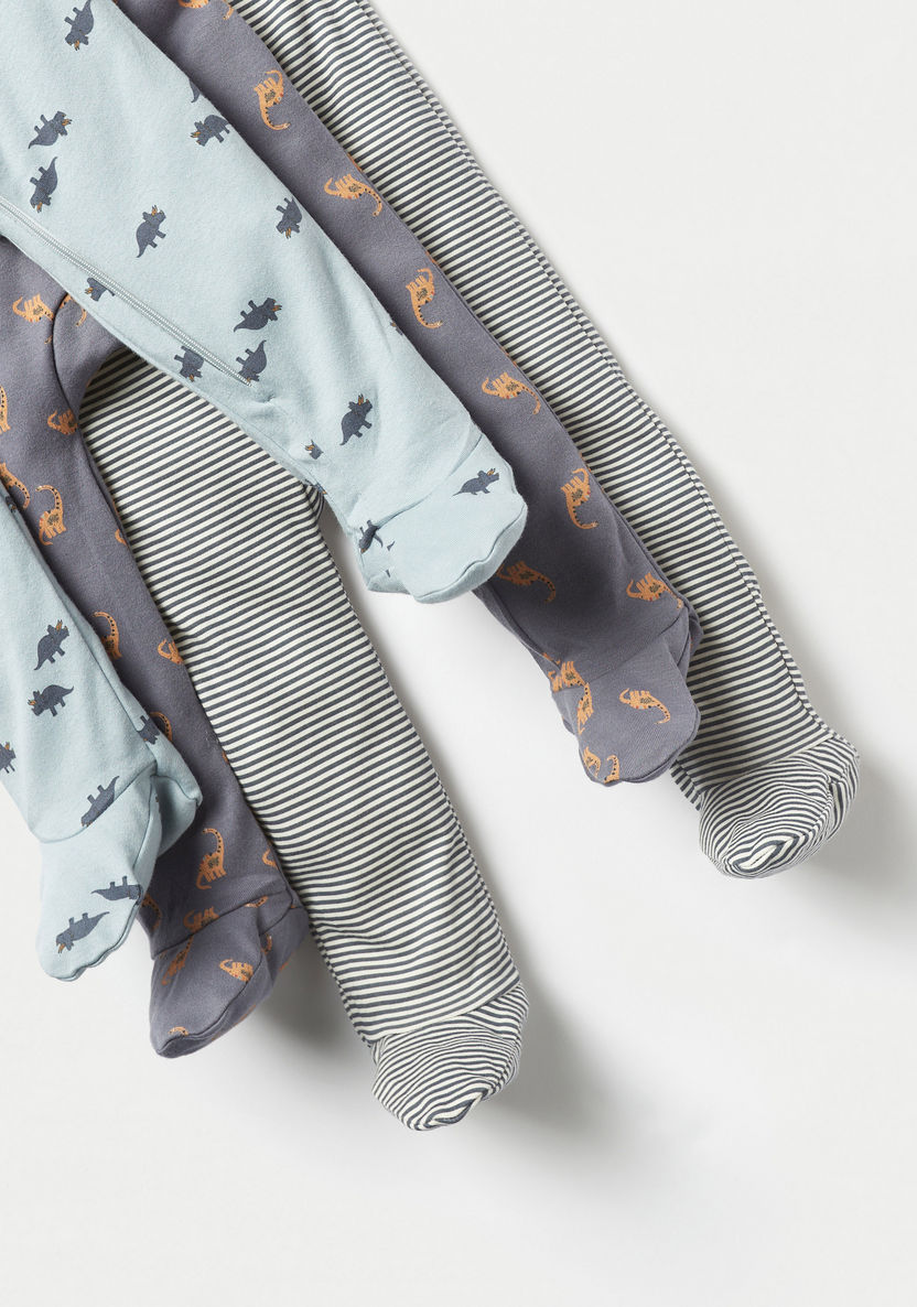 Juniors Printed Closed Feet Sleepsuit with Long Sleeves - Set of 3-Sleepsuits-image-5