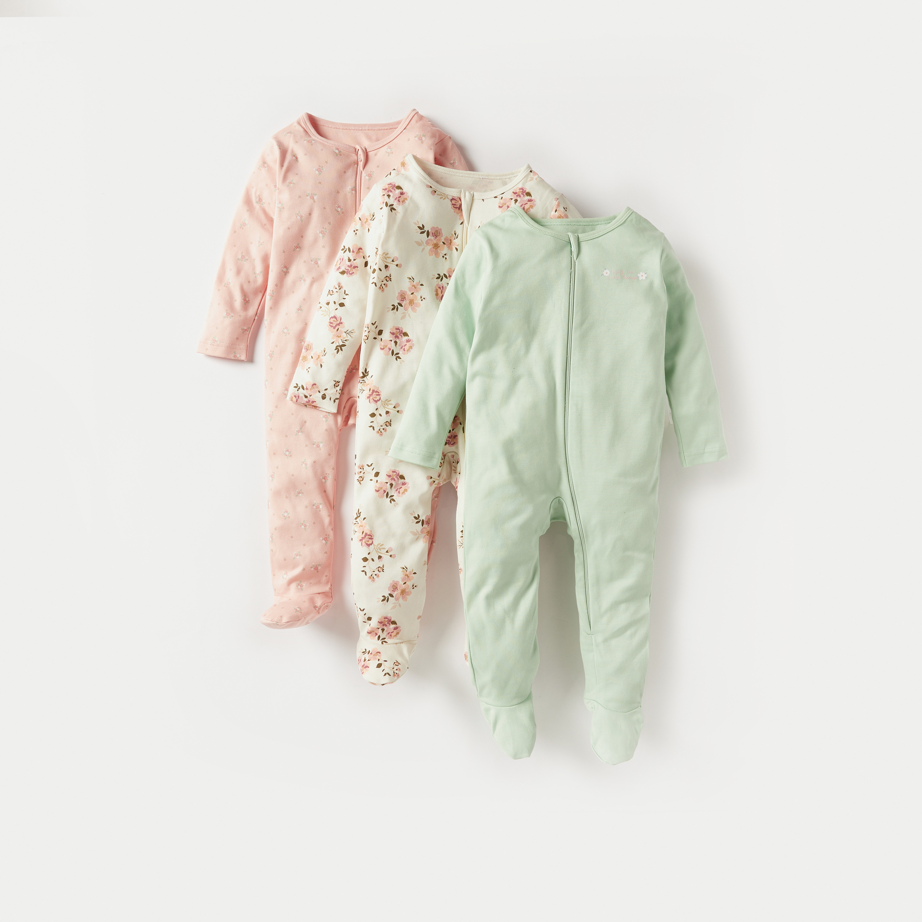 Juniors Printed Closed Feet Sleepsuit - Set of 3-baby-girls-clothing-nightwear-sleepsuits-image-1