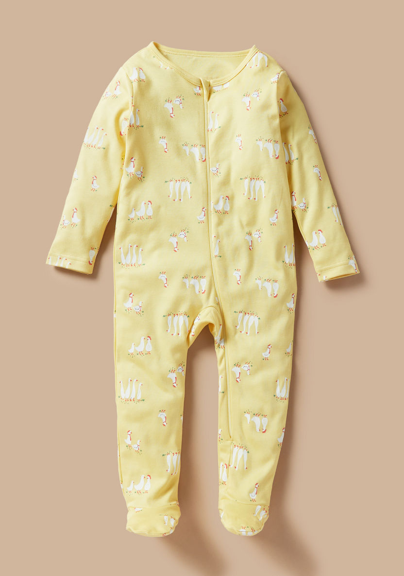 Juniors Animal Print Sleepsuit with Closed Feet and Zip Closure - Set of 3-Sleepsuits-image-3
