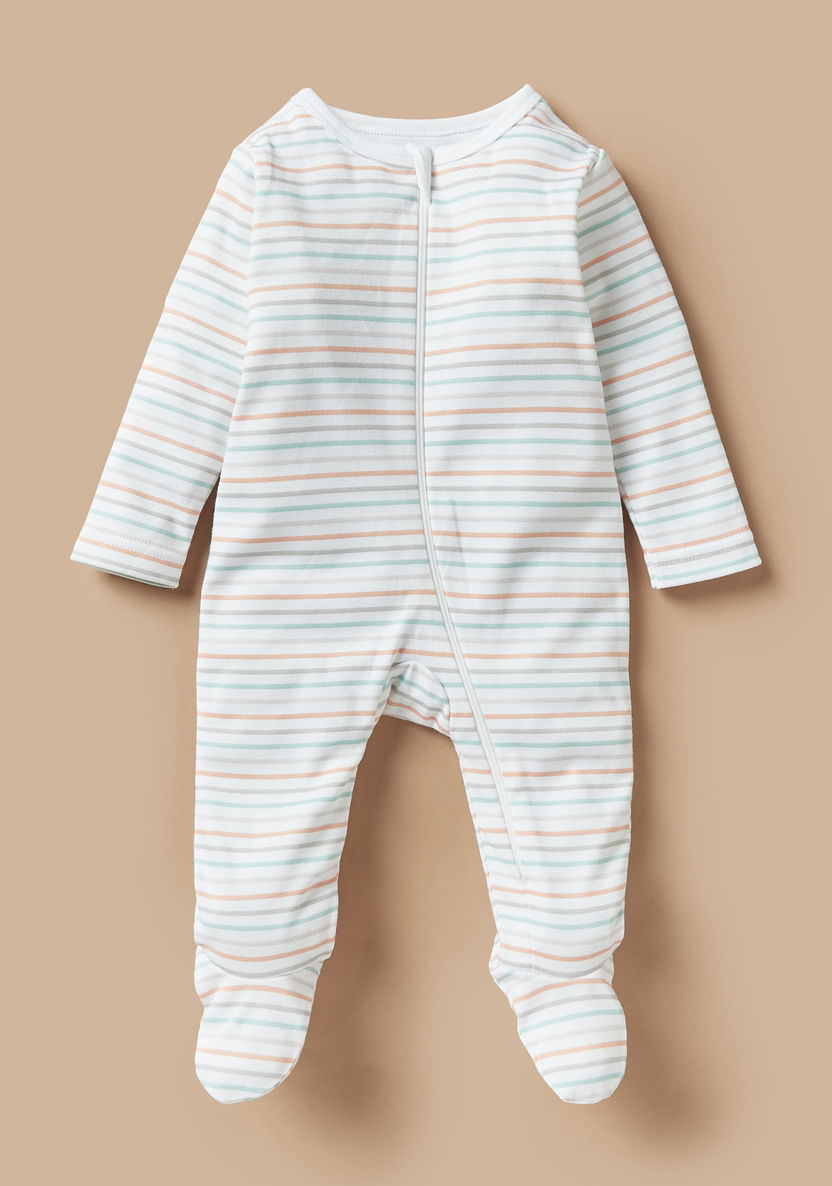 Juniors Printed Closed Feet Sleepsuit with Zipper Closure - Set of 3-Sleepsuits-image-3