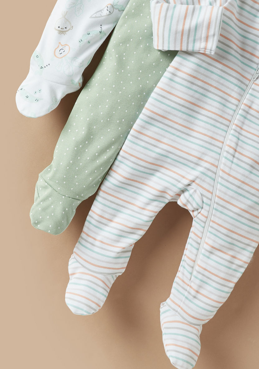 Juniors Printed Closed Feet Sleepsuit with Zipper Closure - Set of 3-Sleepsuits-image-5