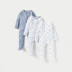 Juniors Galaxy Print Sleepsuit with Zip Closure - Set of 3