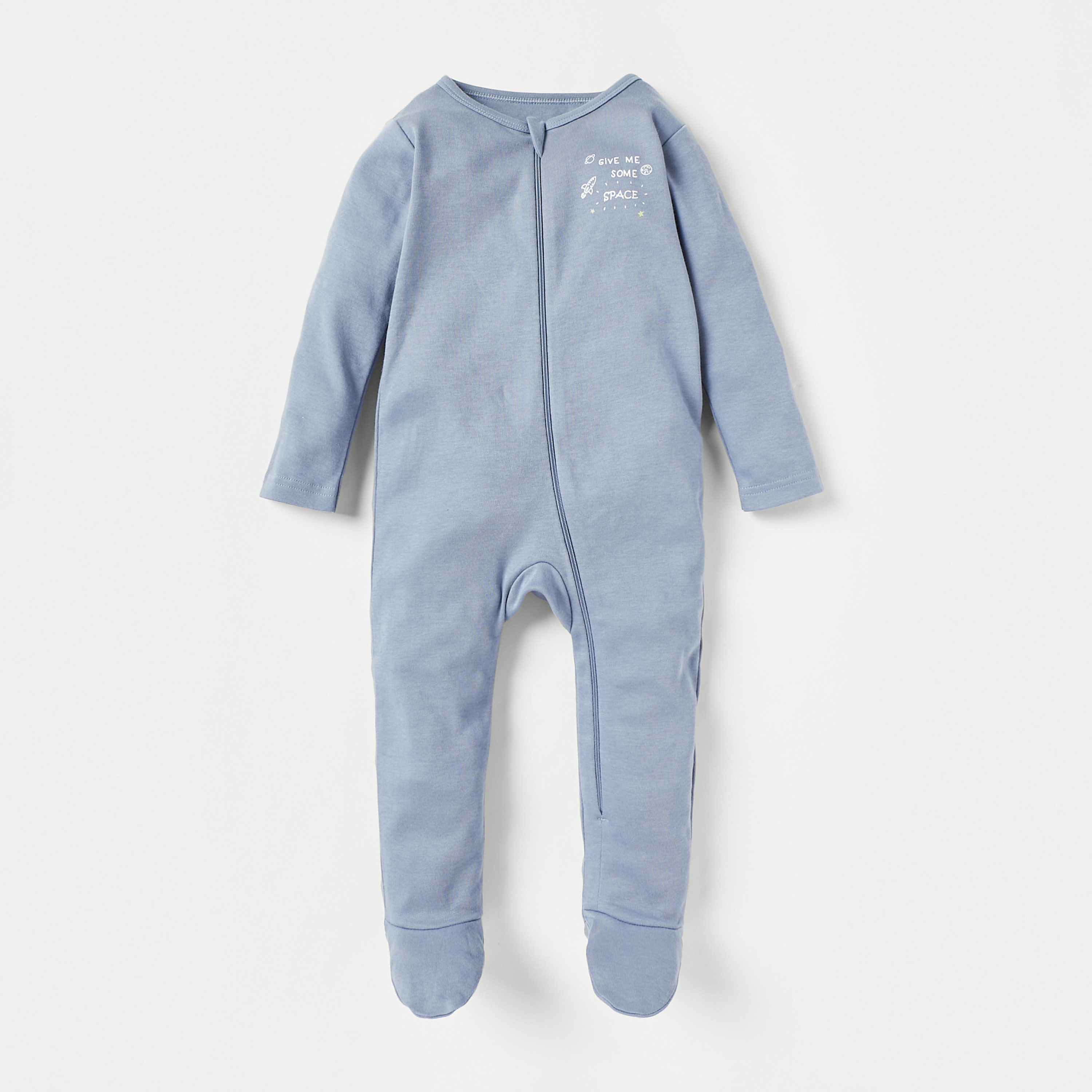 Juniors Galaxy Print Sleepsuit with Zip Closure - Set of 3-baby-boys-clothing-nightwear-sleepsuits-image-2