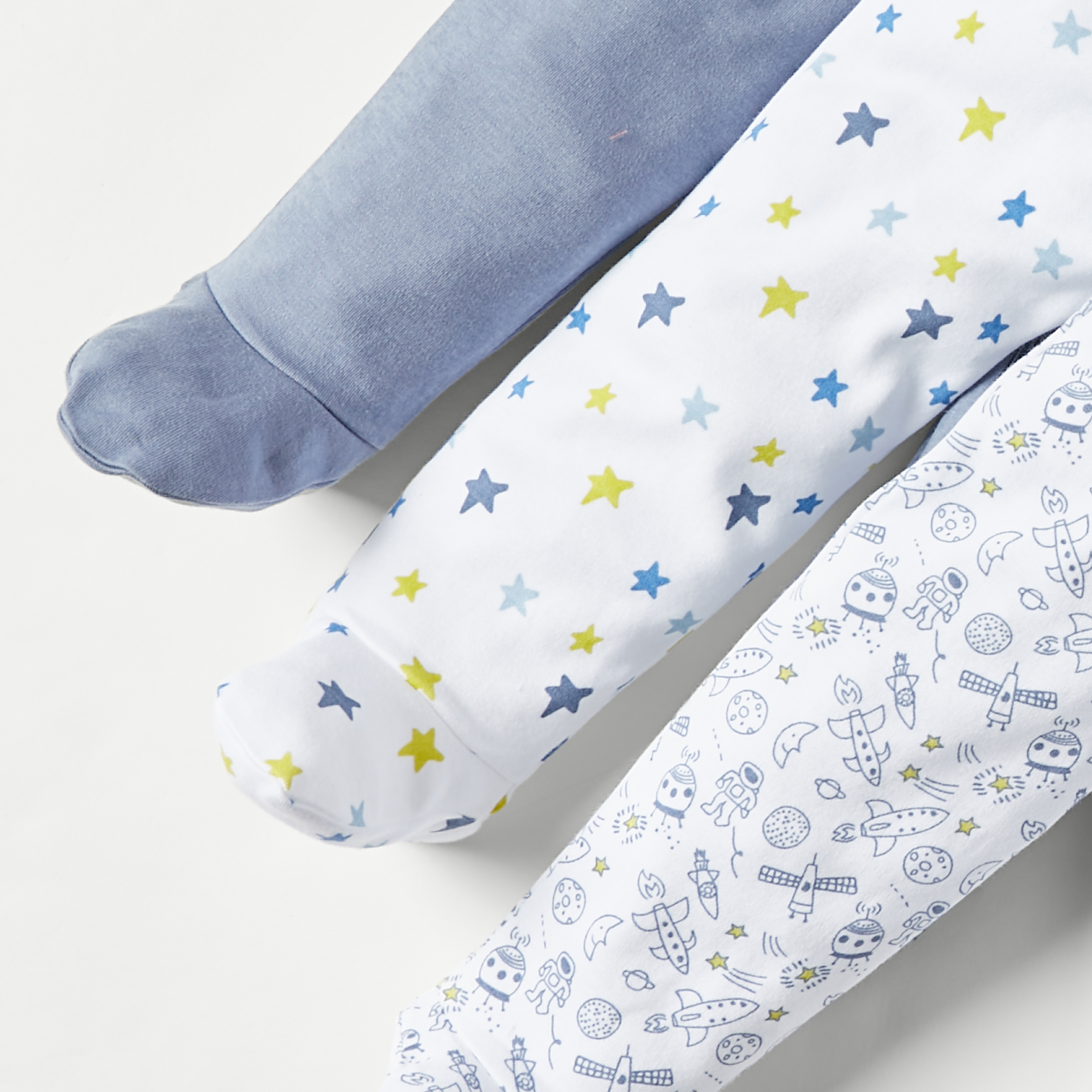 Juniors Galaxy Print Sleepsuit with Zip Closure - Set of 3-baby-boys-clothing-nightwear-sleepsuits-image-6