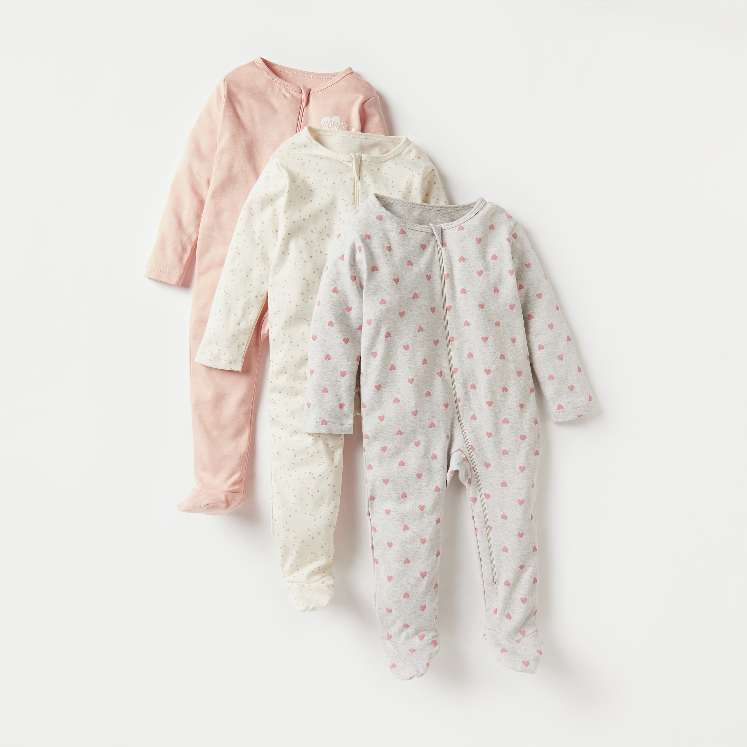 طقم بدلة نوم مغلقة القدمين بطبعات 3 قطع من جونيورز-baby-girls-clothing-nightwear-sleepsuits-image-1