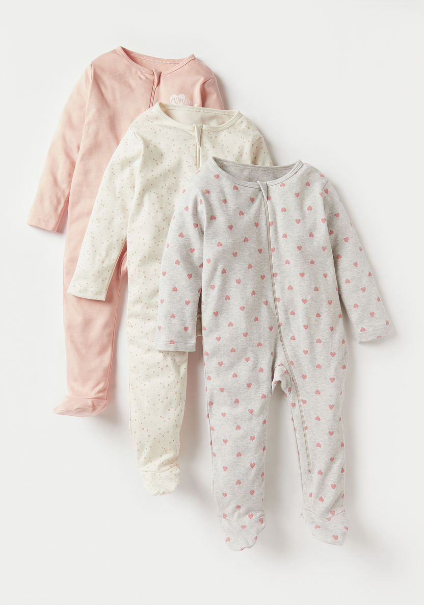 Juniors Printed Closed Feet Sleepsuit - Set of 3-Sleepsuits-image-0