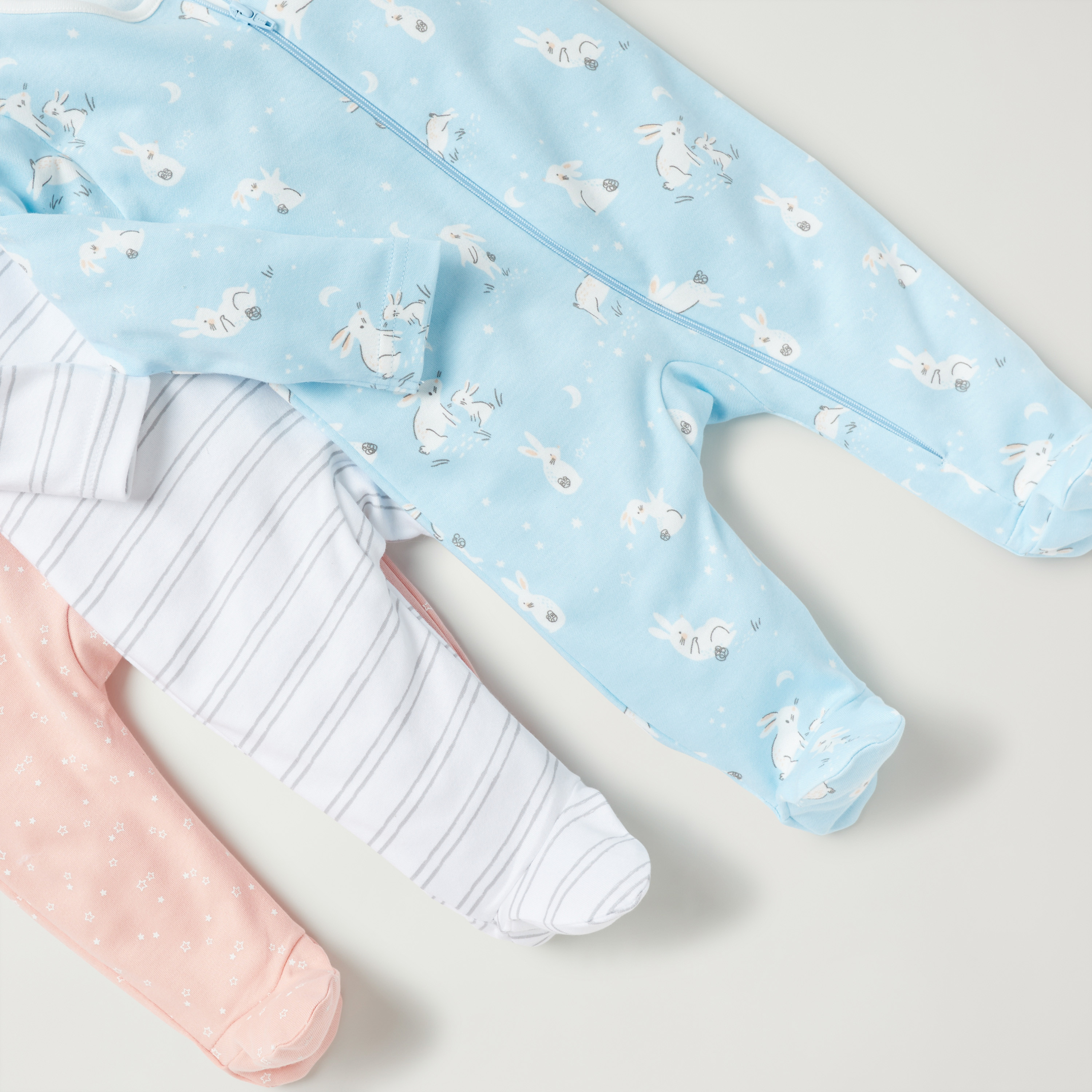 Juniors Printed Sleepsuit with Long Sleeves and Snap Button Closure - Set of 3-baby-boys-clothing-multipacks-image-6