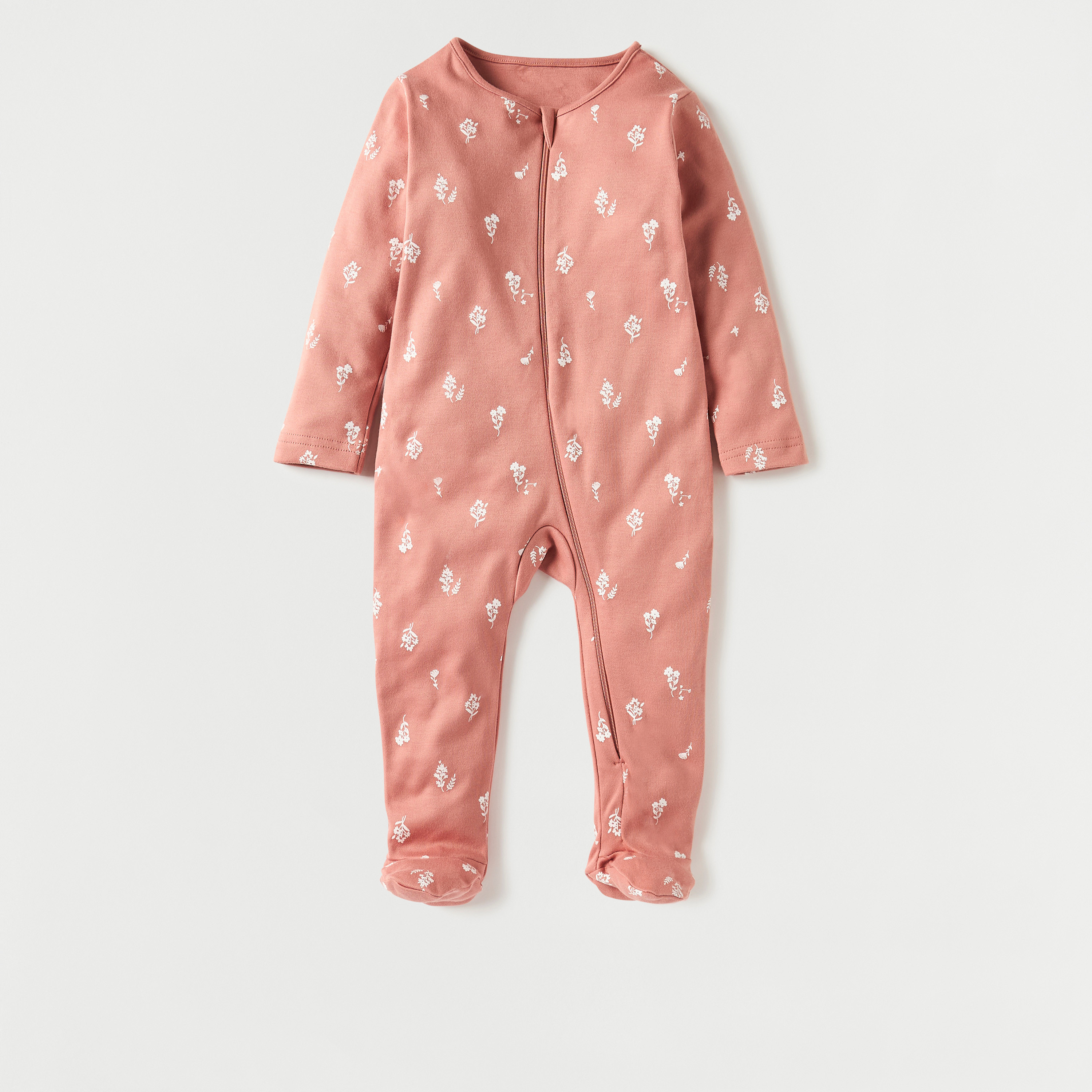 Juniors All-Over Floral Print Sleepsuit with Zip Closure - Set of 3-baby-girls-clothing-nightwear-sleepsuits-image-2