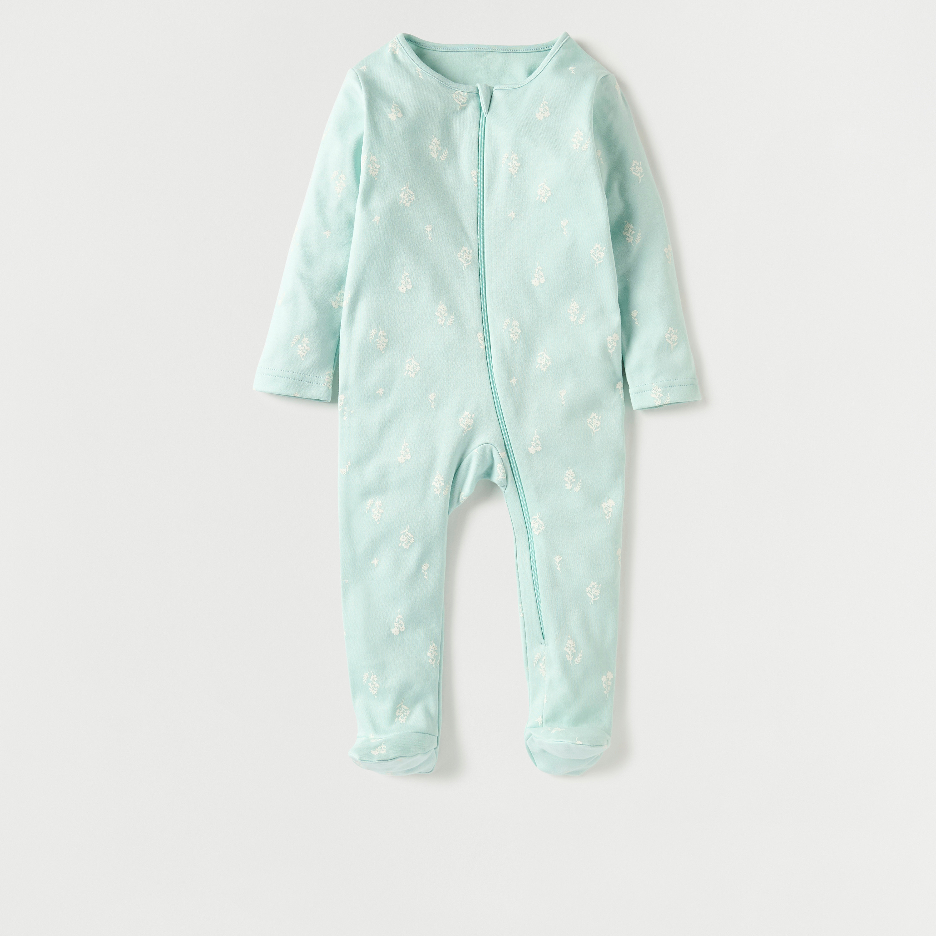 Juniors All-Over Floral Print Sleepsuit with Zip Closure - Set of 3-baby-girls-clothing-nightwear-sleepsuits-image-3