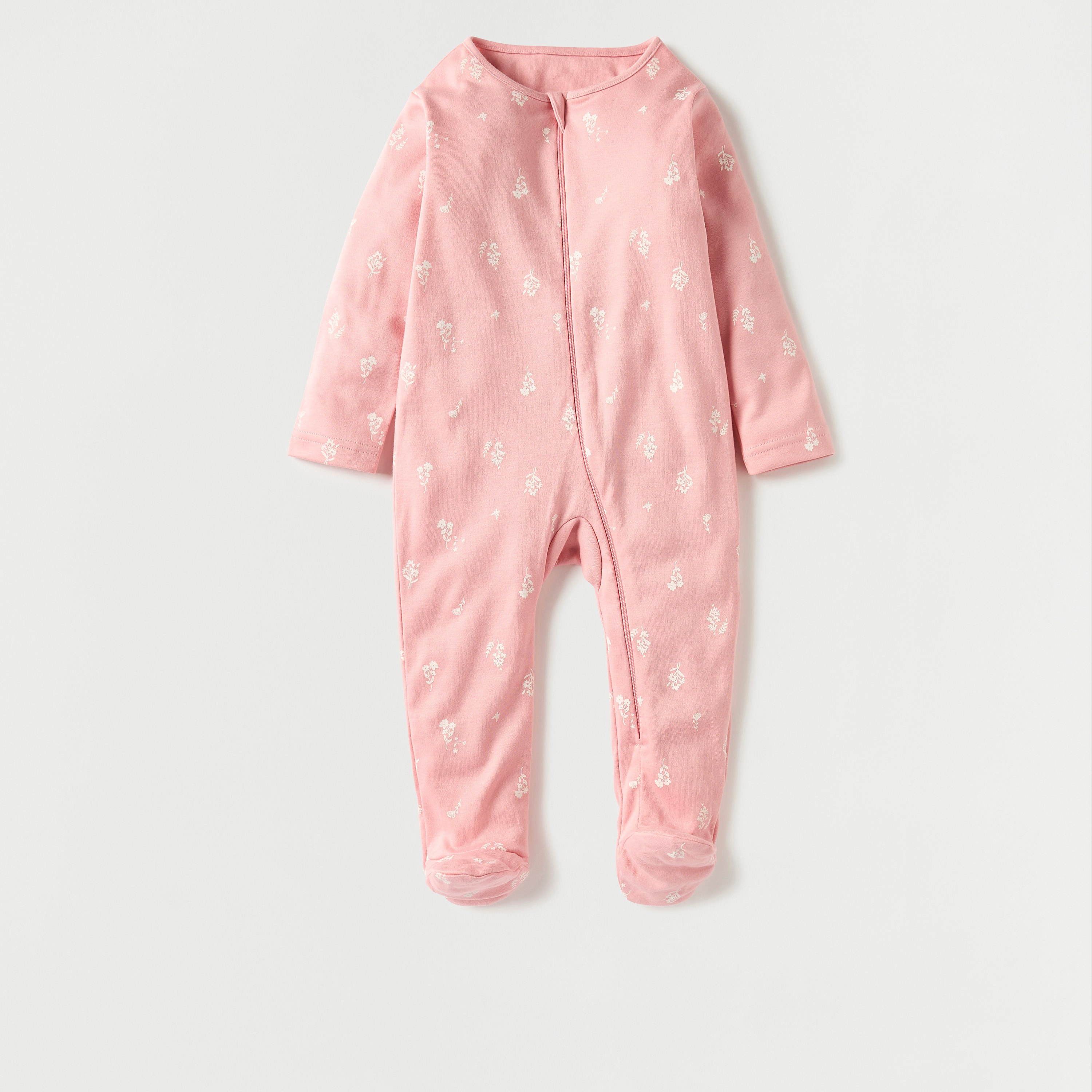 Juniors All-Over Floral Print Sleepsuit with Zip Closure - Set of 3-baby-girls-clothing-nightwear-sleepsuits-image-4