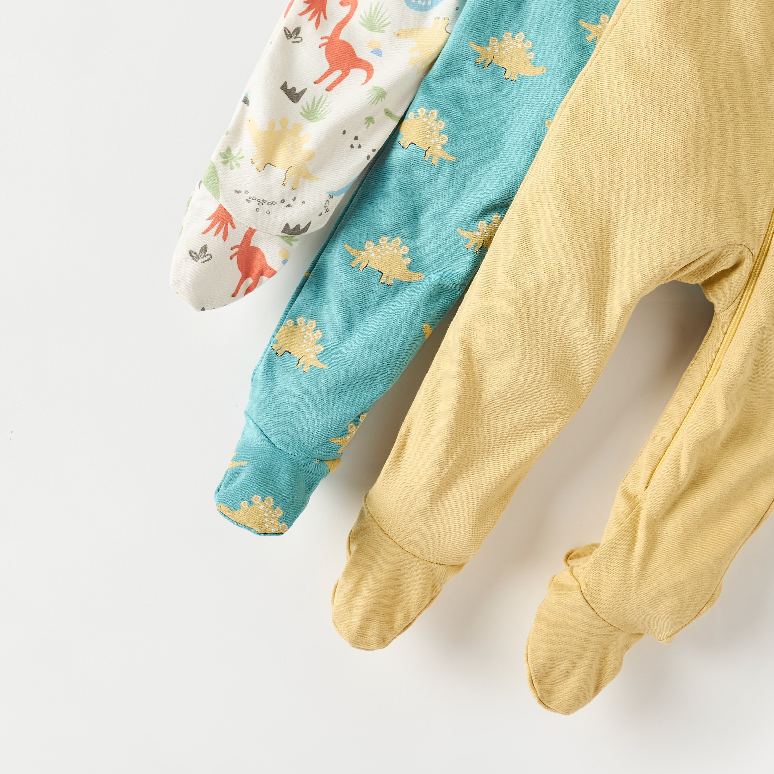 Juniors Dinosaur Print Sleepsuit with Zip Closure - Set of 3-baby-boys-clothing-nightwear-sleepsuits-image-6