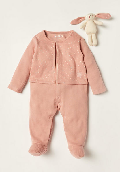 Juniors Printed Closed Feet Sleepsuit with Soft Toy