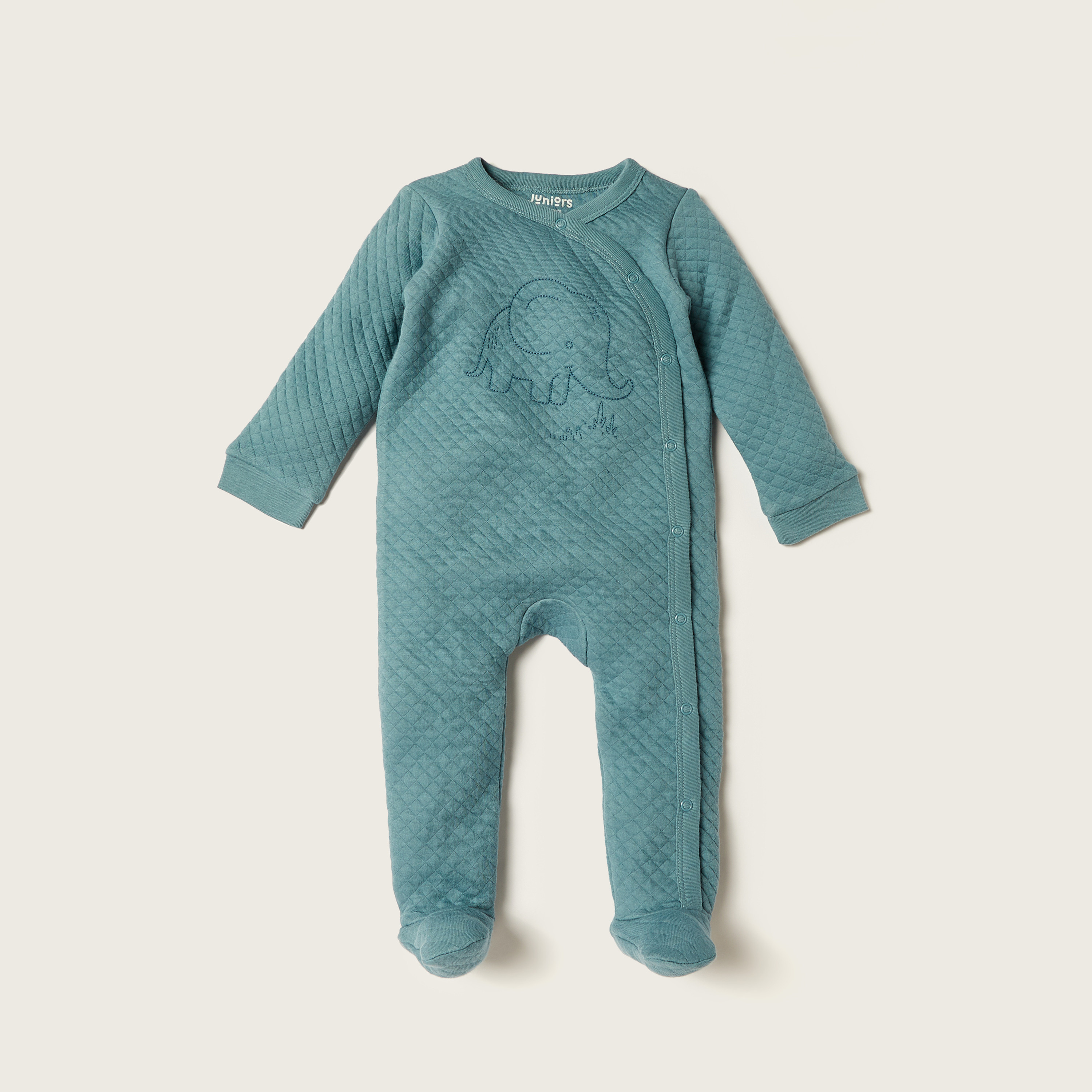 Juniors Elephant Print Closed Feet Sleepsuit - Set of 2-baby-boys-clothing-nightwear-sleepsuits-image-3