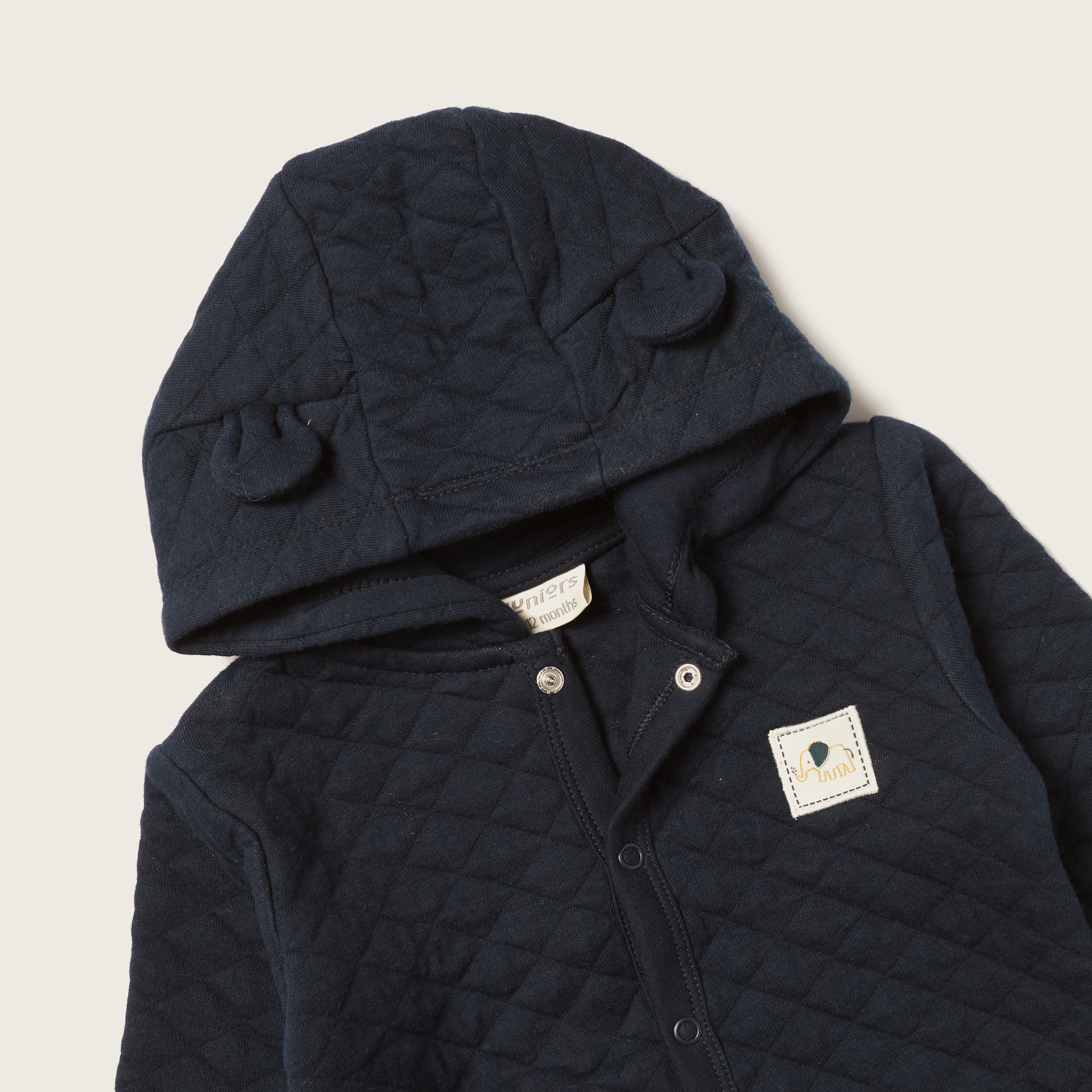 Juniors Quilted Sleepsuit with Hood and Long Sleeves-baby-boys-clothing-nightwear-sleepsuits-image-2