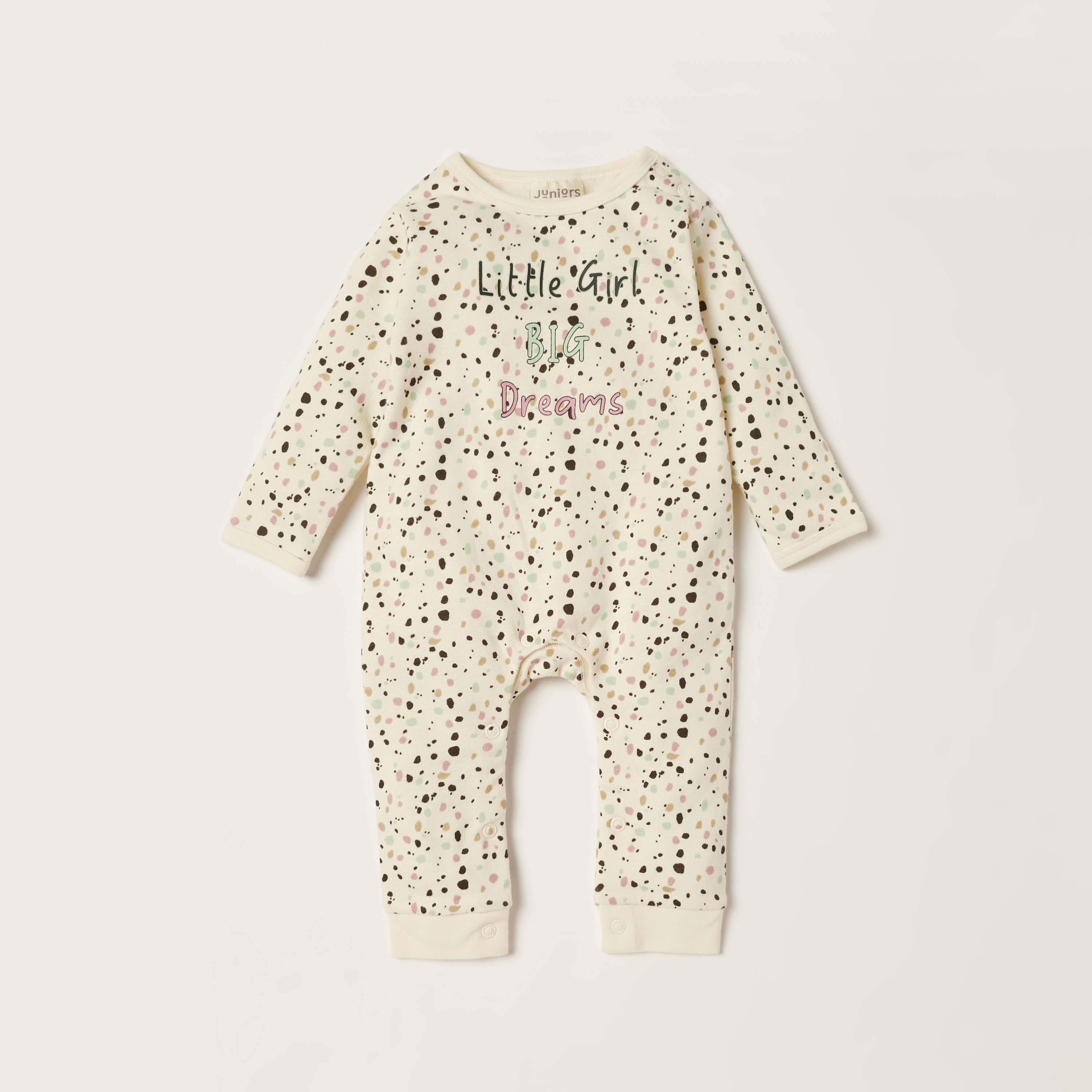 Juniors Printed Sleepsuit with Round Neck and Long Sleeves-baby-boys-clothing-nightwear-sleepsuits-image-1