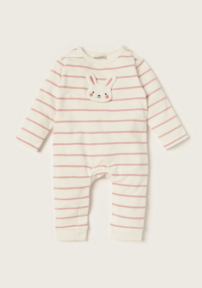Juniors Striped Sleepsuit with Long Sleeves and Bunny Accent
