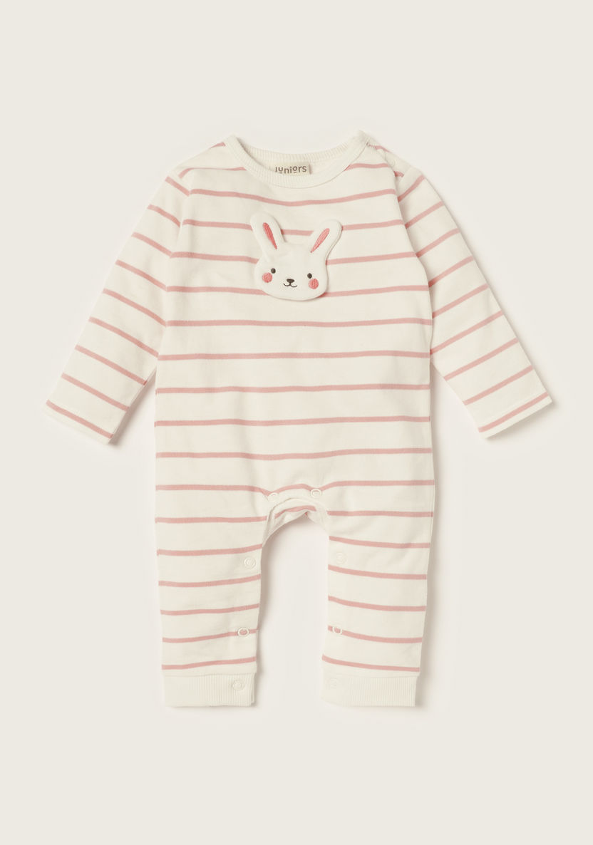 Juniors Striped Sleepsuit with Long Sleeves and Bunny Accent-Sleepsuits-image-0