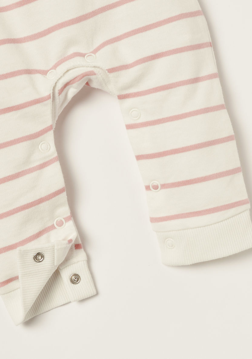 Juniors Striped Sleepsuit with Long Sleeves and Bunny Accent-Sleepsuits-image-2