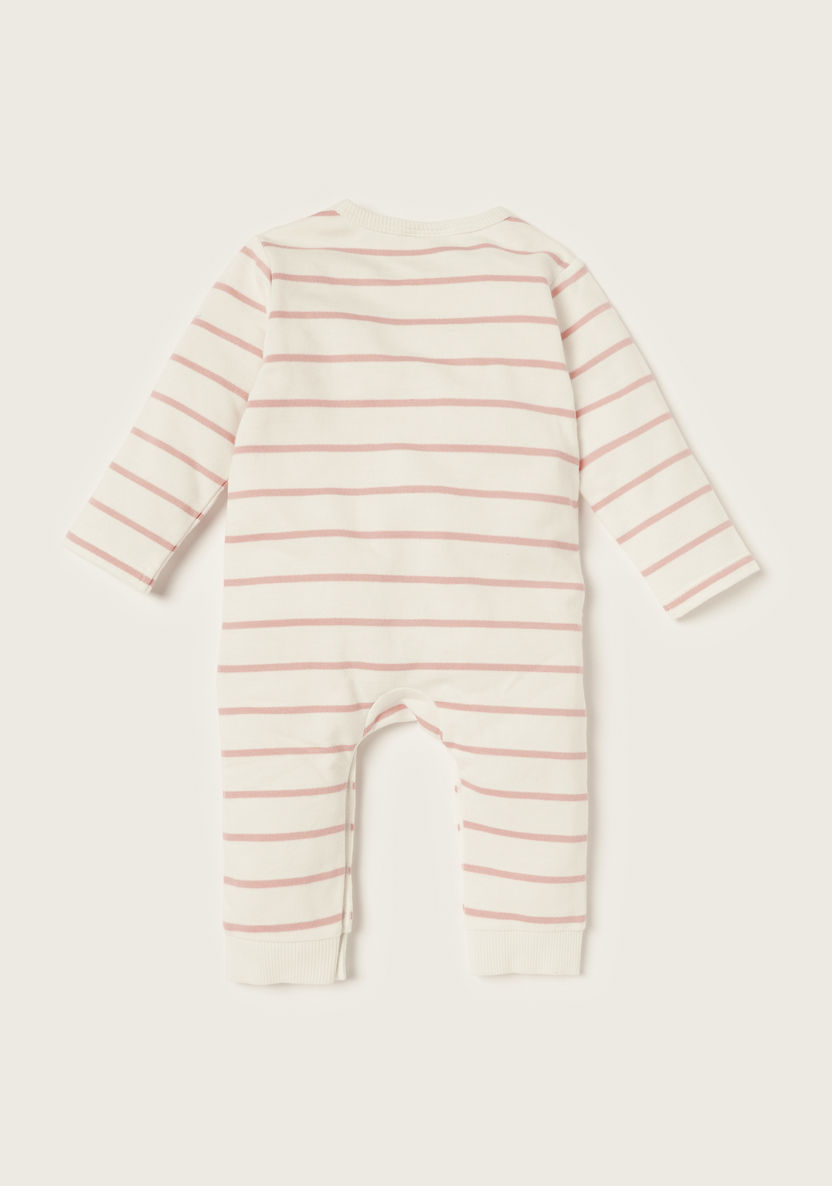 Juniors Striped Sleepsuit with Long Sleeves and Bunny Accent-Sleepsuits-image-3