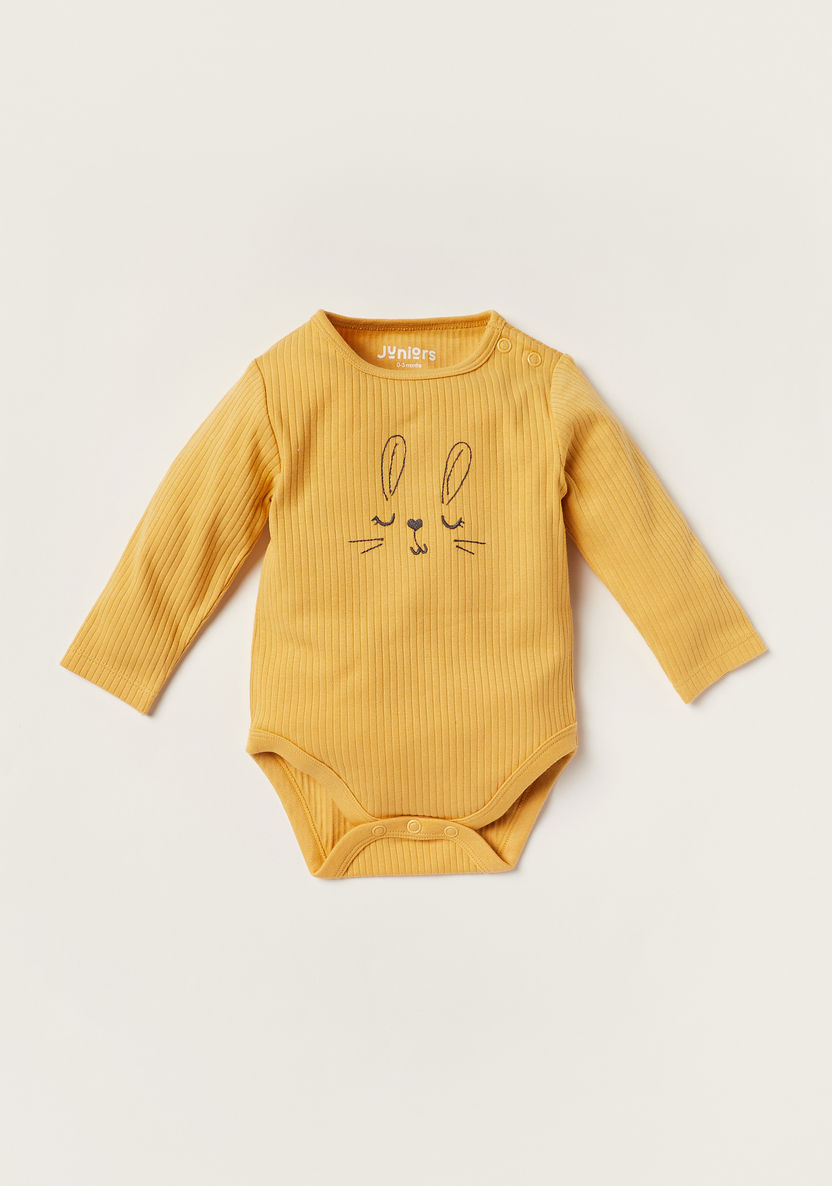 Juniors Bunny Print Bodysuit with Pyjamas and Cap Set-Bodysuits-image-1