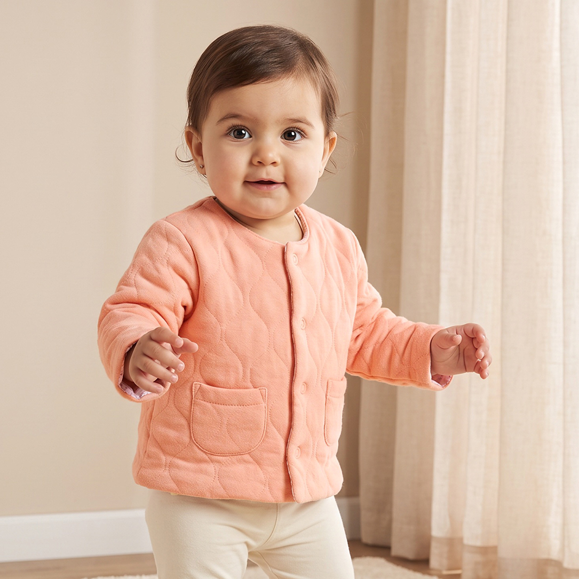 Juniors Crew Neck Cardigan with Pockets-girls-clothing-jumpersandcardigans-image-1