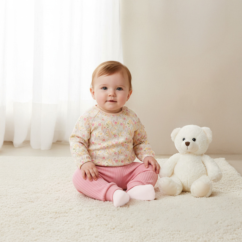 طقم بيجاما قطن بطبعات أزهار وأكمام طويلة وياقة ضيقة من جونيورز-baby-girls-clothing-winterwear-pyjamasets-image-8