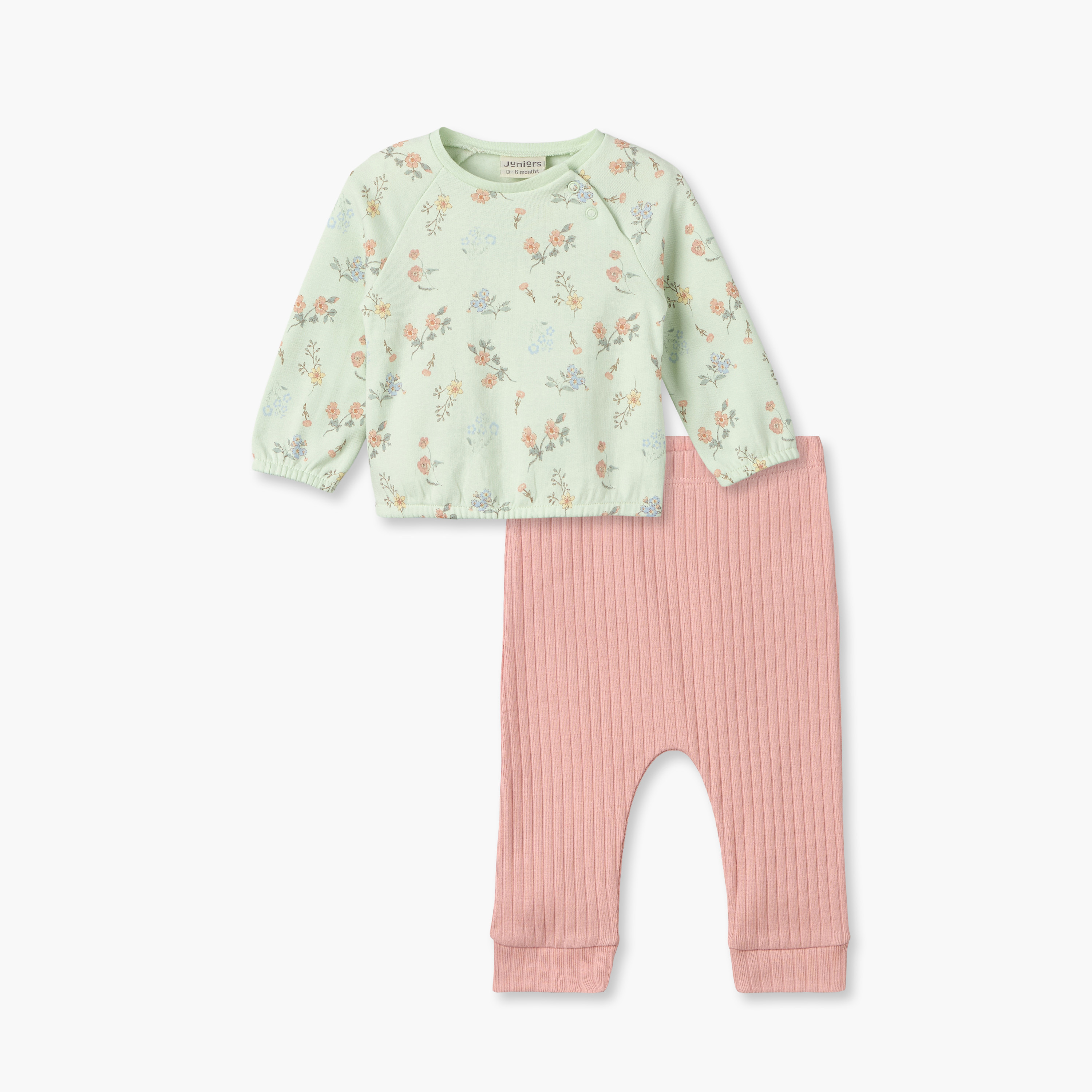 Juniors Cotton Round Neck Long Sleeves Pyjama Set with Floral Print-baby-girls-clothing-winterwear-pyjamasets-image-2
