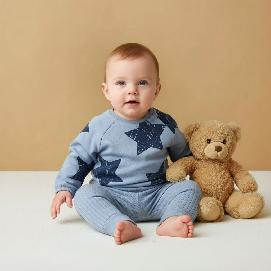 طقم بيجاما أولاد بطبعات نجوم - قطن ناعم - بأكمام طويلة وياقة مستديرة من جونيورز-baby-boys-clothing-winterwear-setsandcoords-image-6