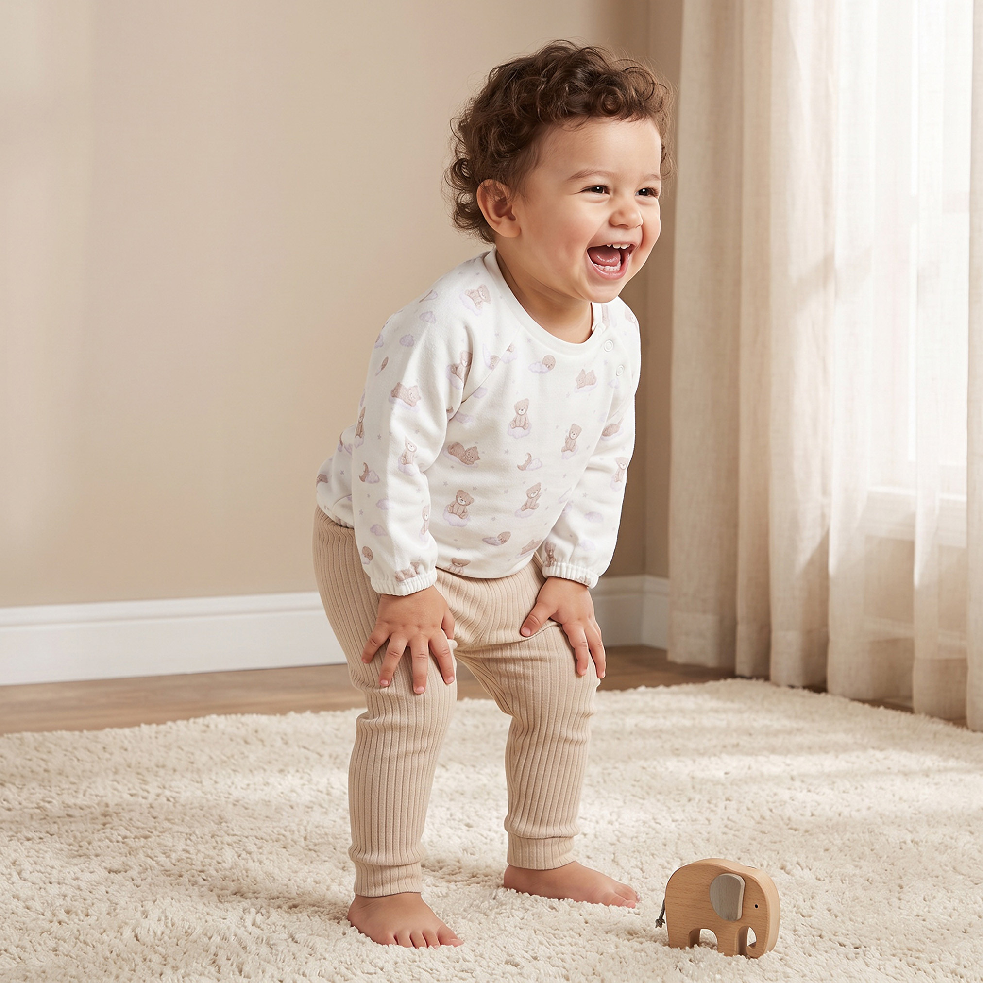 Juniors Cotton Crew Neck Long Sleeves Pyjama Set with Teddy Bear Print-baby-boys-clothing-nightwear-pyjamasets-image-1
