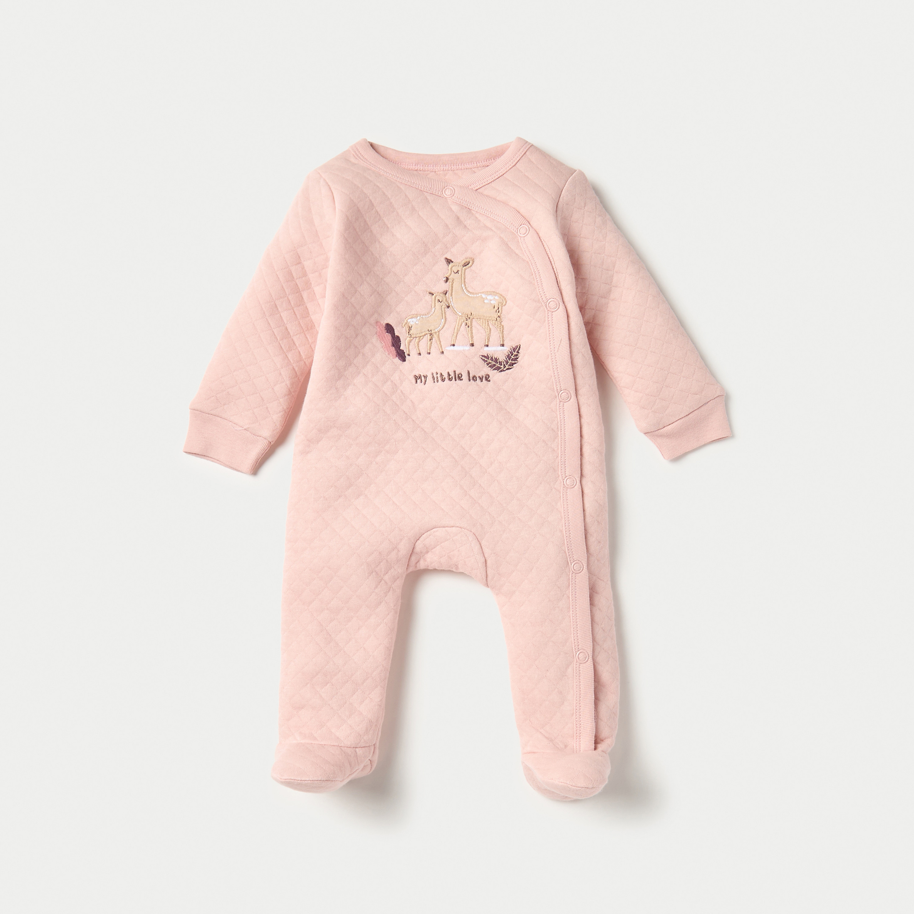 Juniors Quilted Closed Feet Sleepsuit with Long Sleeves - Set of 2-baby-girls-clothing-nightwear-sleepsuits-image-2