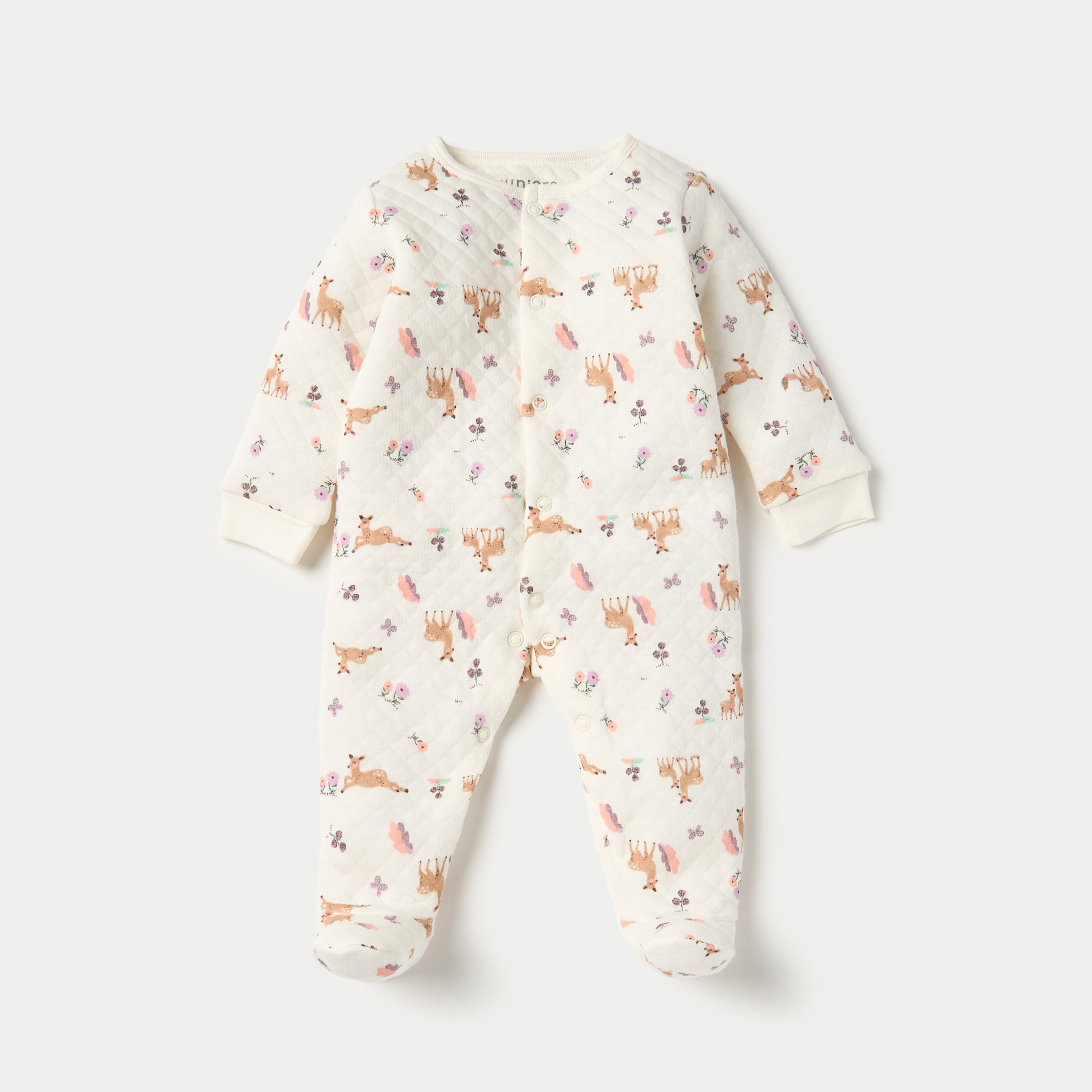 Juniors Quilted Closed Feet Sleepsuit with Long Sleeves - Set of 2-baby-girls-clothing-nightwear-sleepsuits-image-3