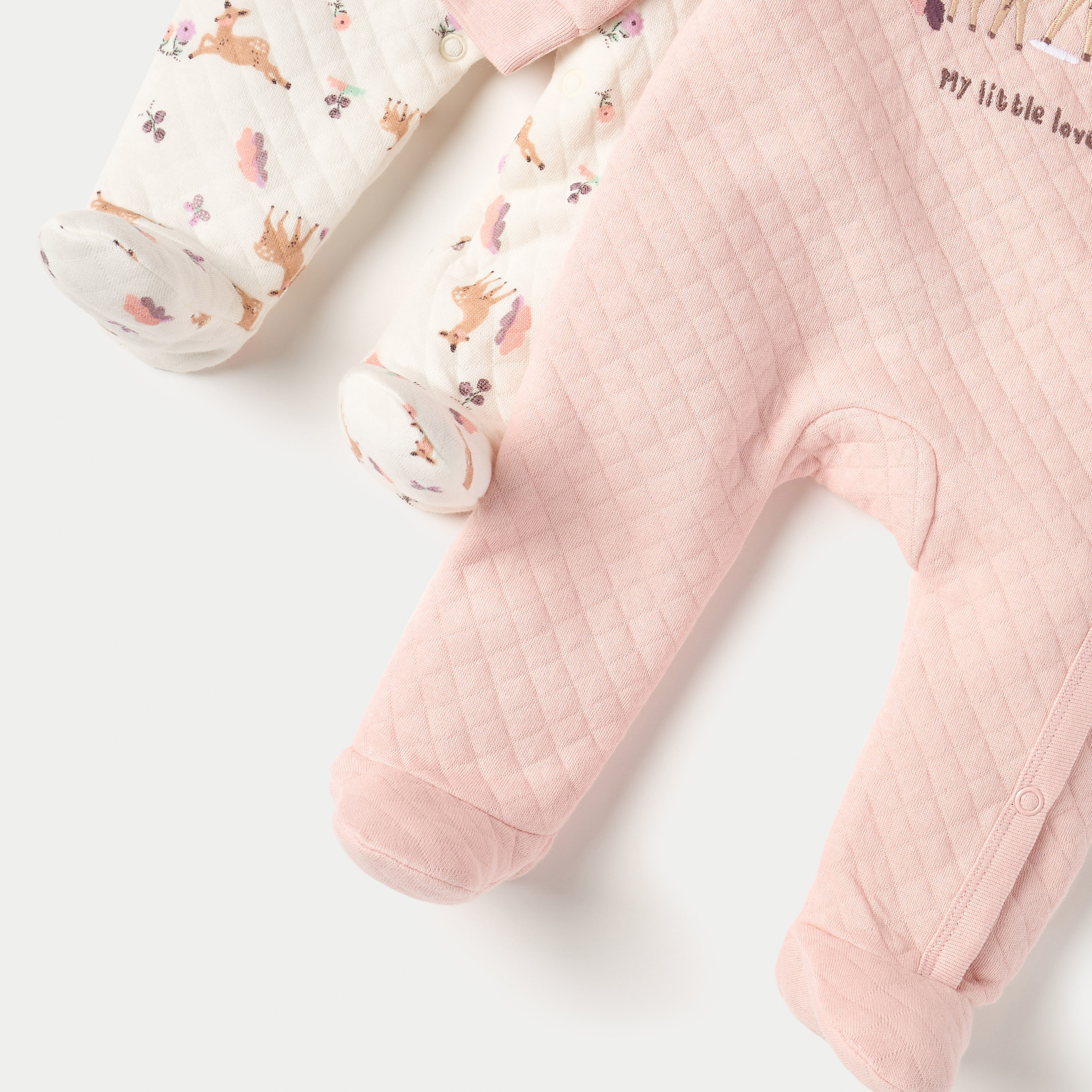 Juniors Quilted Closed Feet Sleepsuit with Long Sleeves - Set of 2-baby-girls-clothing-nightwear-sleepsuits-image-5