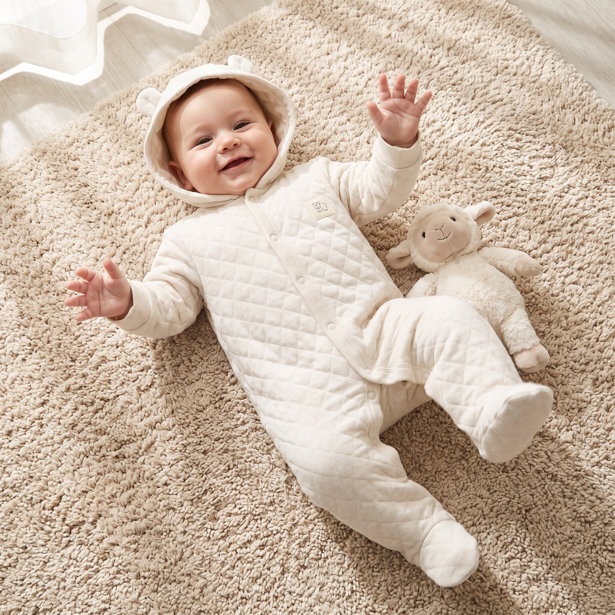 Juniors Cotton Hooded Neck Long Sleeves Sleepsuit with Snap Button Closure-baby-boys-clothing-nightwear-sleepsuits-image-1
