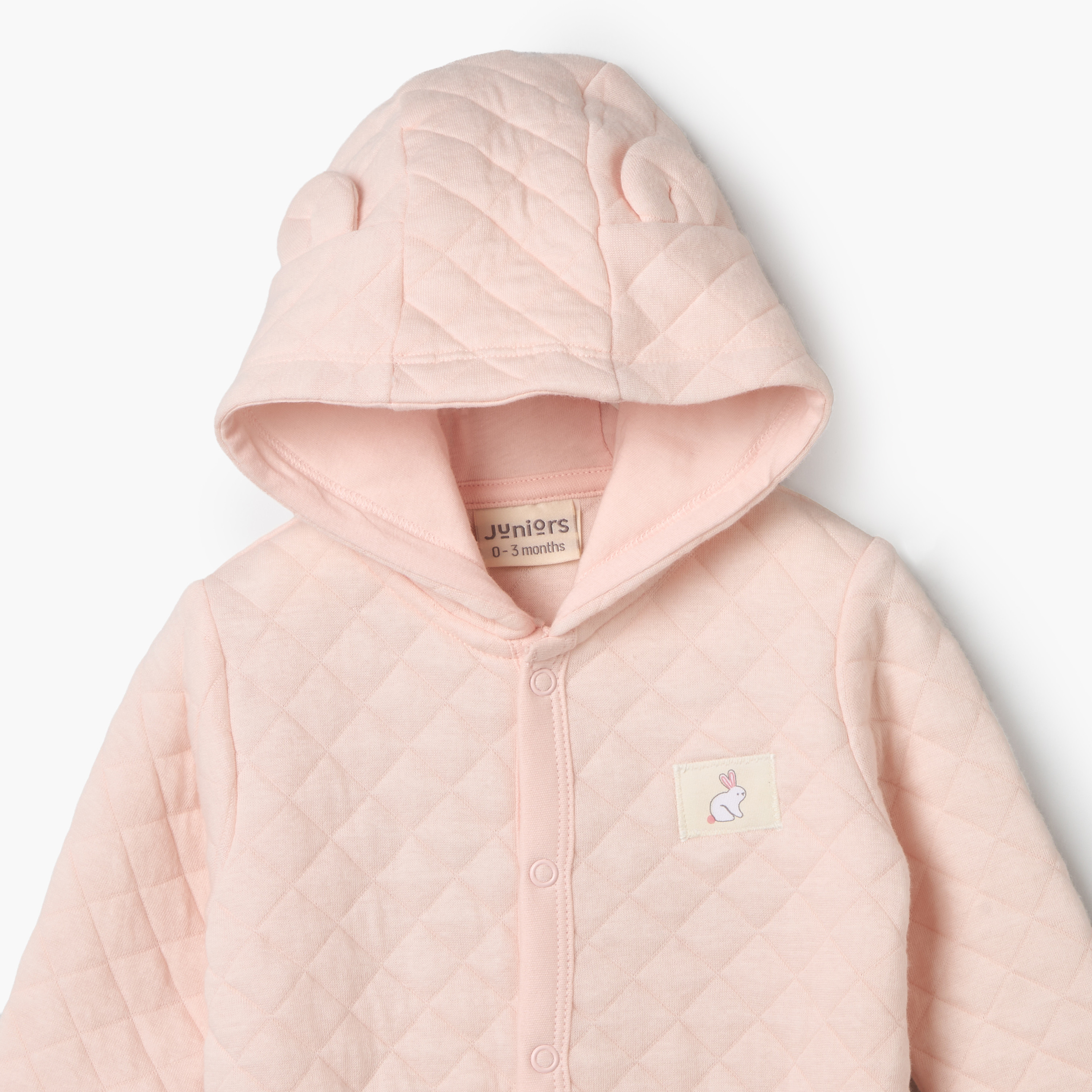 Juniors Cotton Hooded Neck Long Sleeves Sleepsuit with Snap Button Closure-baby-girls-clothing-nightwear-sleepsuits-image-4