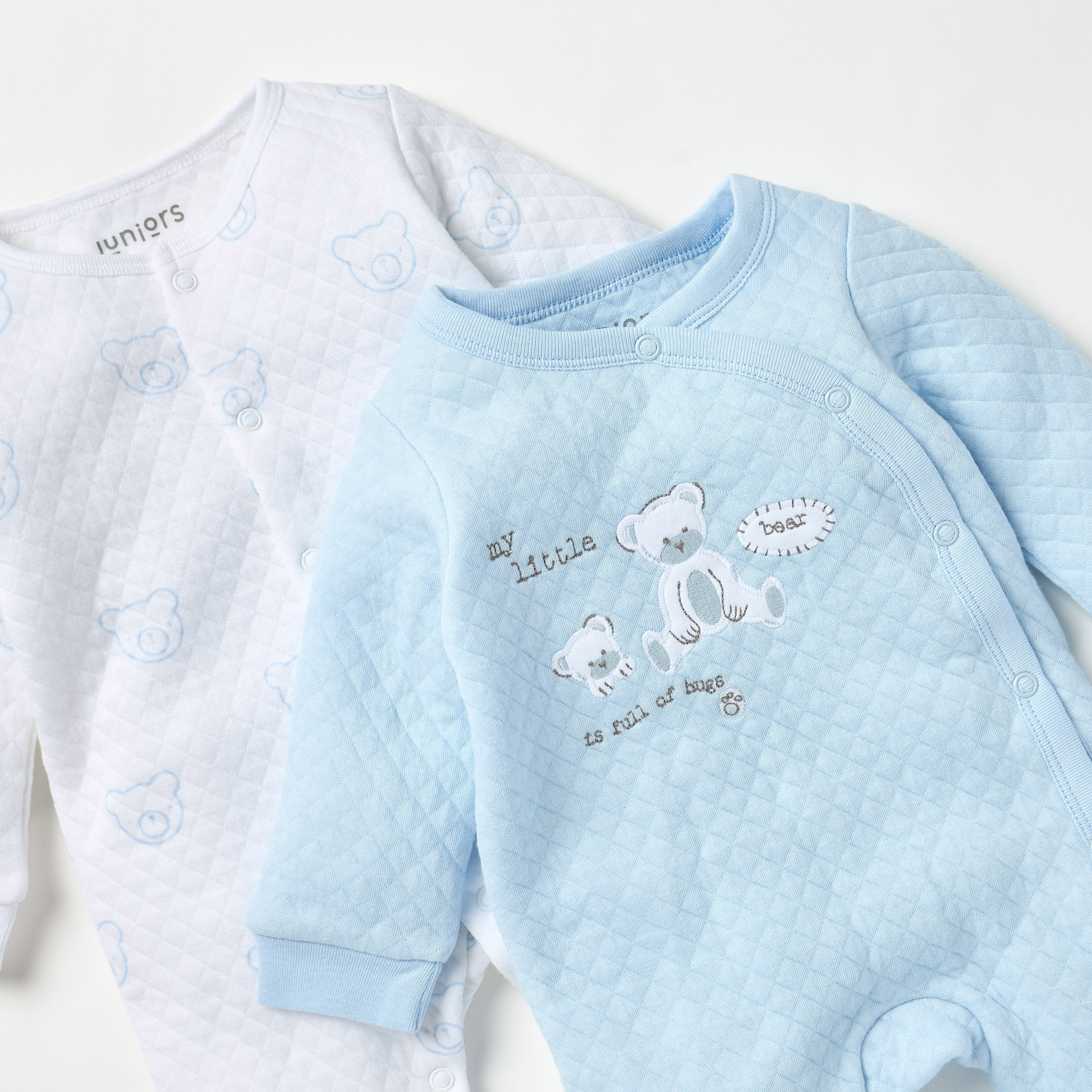 Juniors Quilted Closed Feet Sleepsuit with Long Sleeves - Set of 2-baby-boys-clothing-nightwear-sleepsuits-image-4
