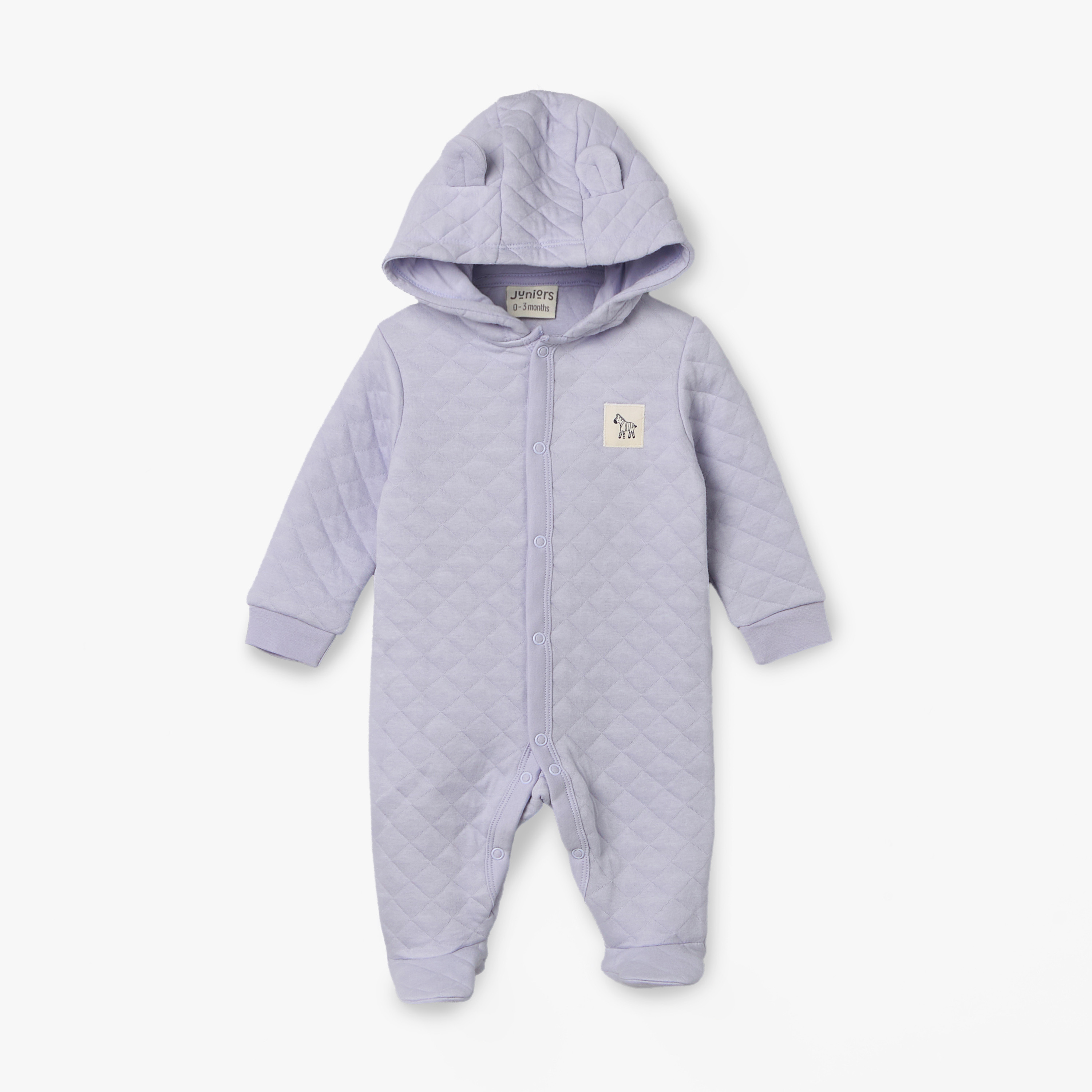 Juniors Cotton Hooded Neck Long Sleeves Sleepsuit with Snap Button Closure-baby-boys-clothing-nightwear-sleepsuits-image-2