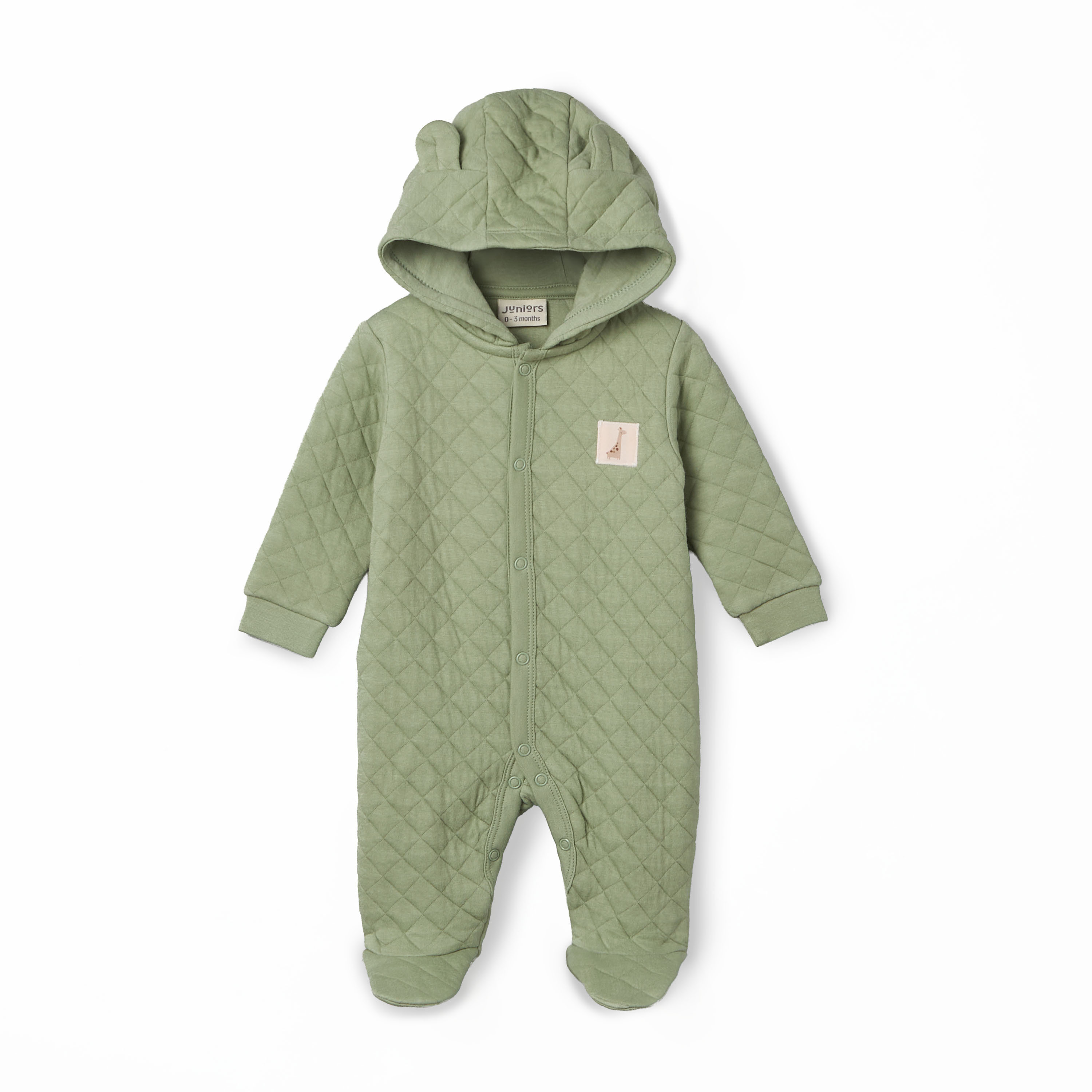 Juniors Cotton Hooded Neck Long Sleeves Sleepsuit with Snap Button Closure-baby-boys-clothing-nightwear-sleepsuits-image-2
