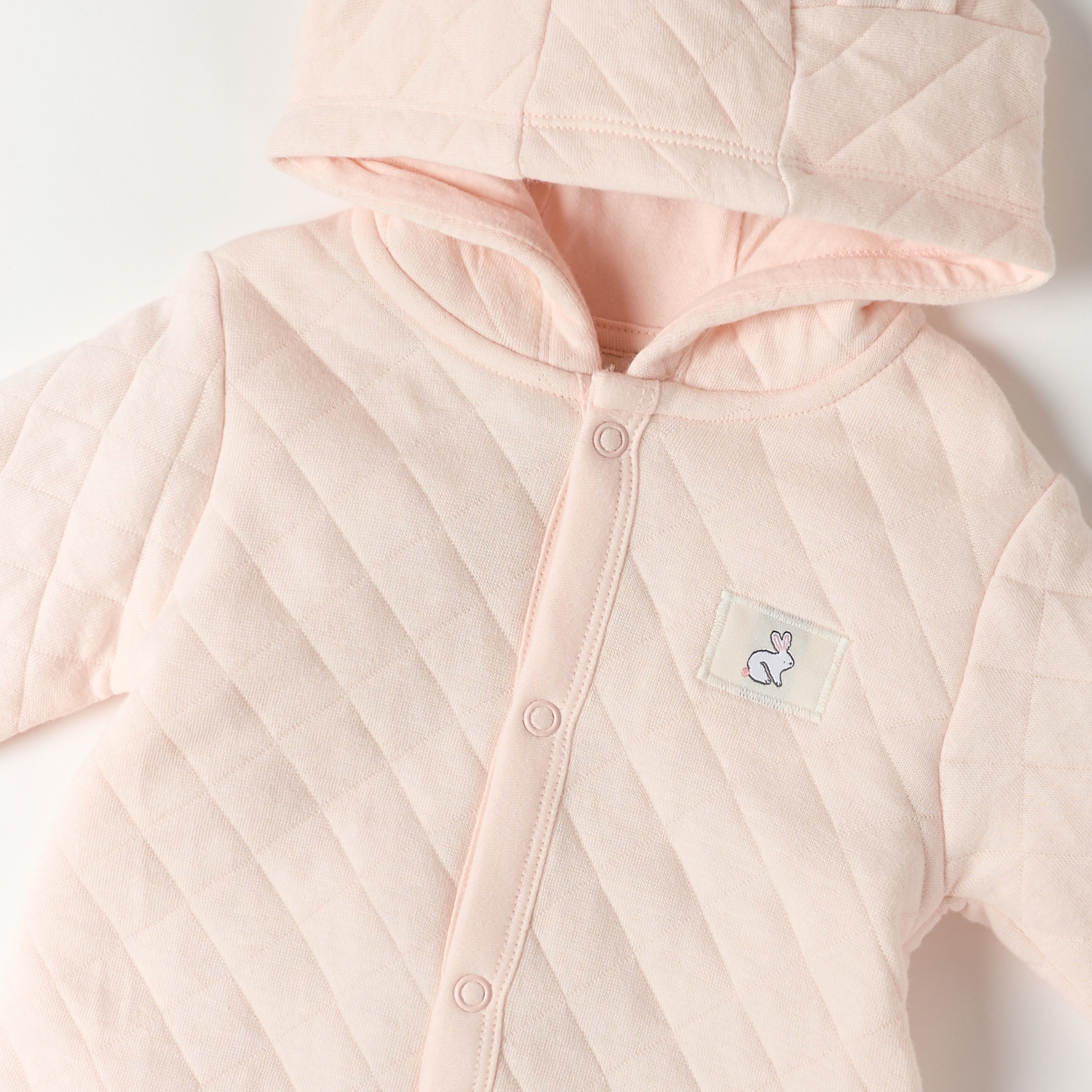 Juniors Quilted Ear Applique Closed Feet Hooded Sleepsuit with Button Closure-baby-girls-clothing-nightwear-sleepsuits-image-3