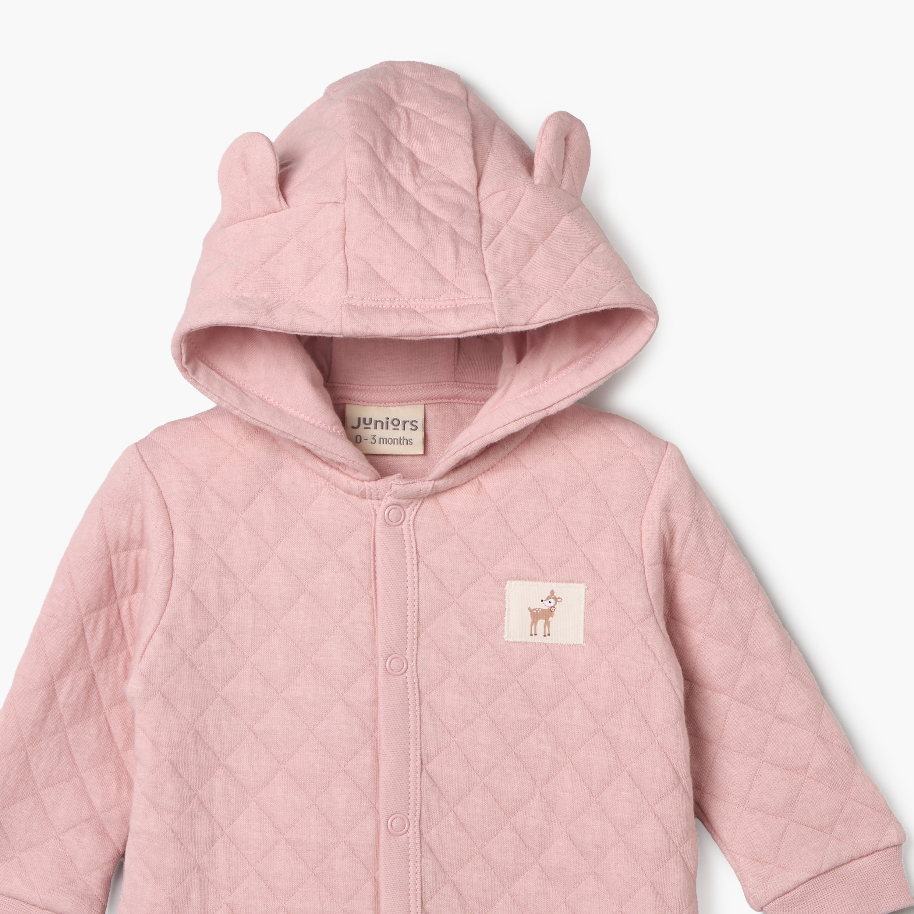 Juniors Cotton Hooded Neck Long Sleeves Sleepsuit with Snap Button Closure-baby-girls-clothing-nightwear-sleepsuits-image-4