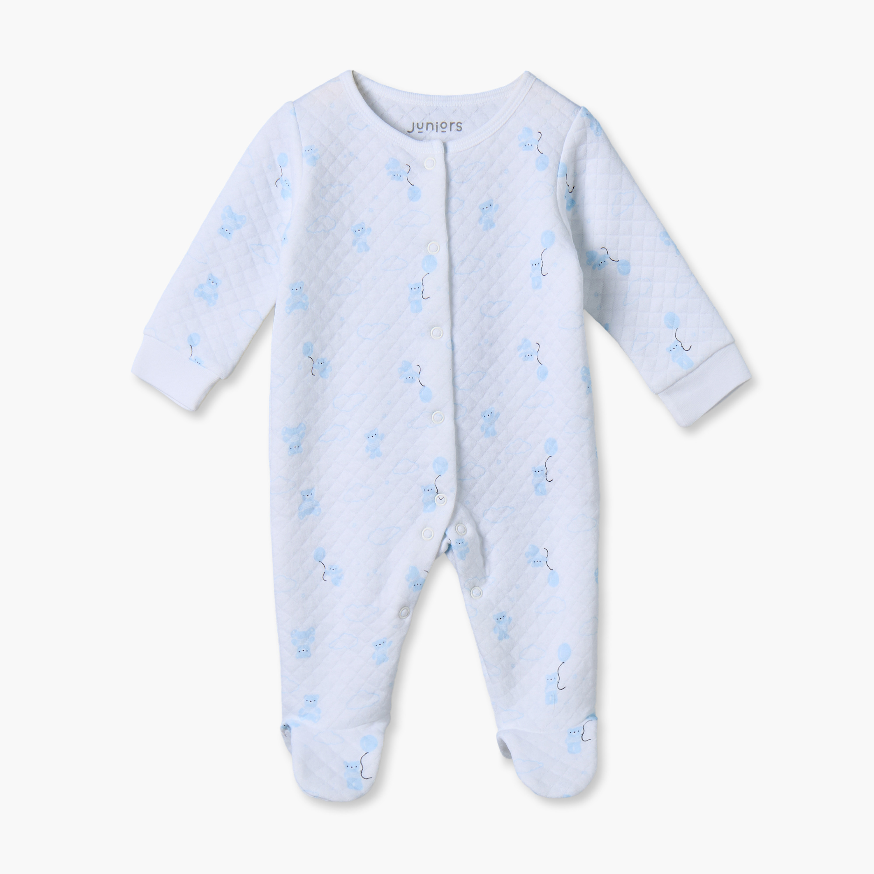 Pack of 2 Juniors Cotton Crew Neck Long Sleeves Sleepsuits with Bear Print-baby-boys-clothing-nightwear-sleepsuits-image-2