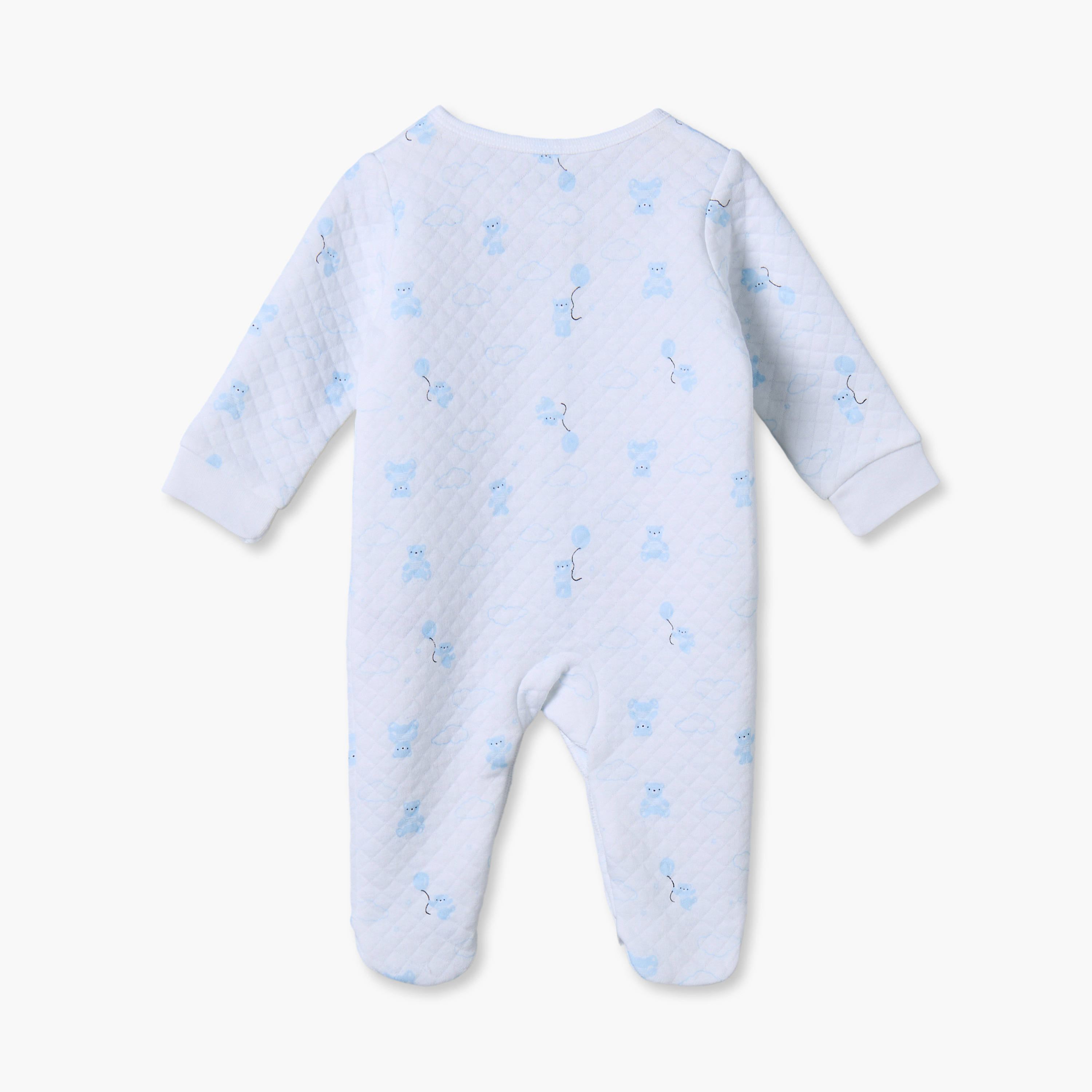 Pack of 2 Juniors Cotton Crew Neck Long Sleeves Sleepsuits with Bear Print-baby-boys-clothing-nightwear-sleepsuits-image-3