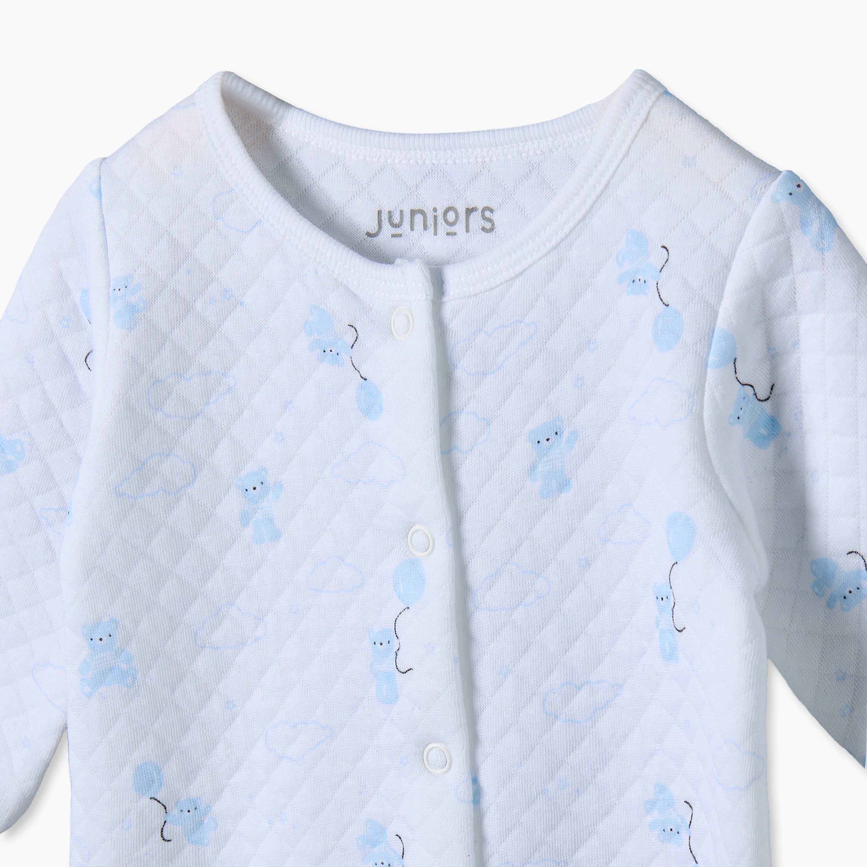 Pack of 2 Juniors Cotton Crew Neck Long Sleeves Sleepsuits with Bear Print-baby-boys-clothing-nightwear-sleepsuits-image-4