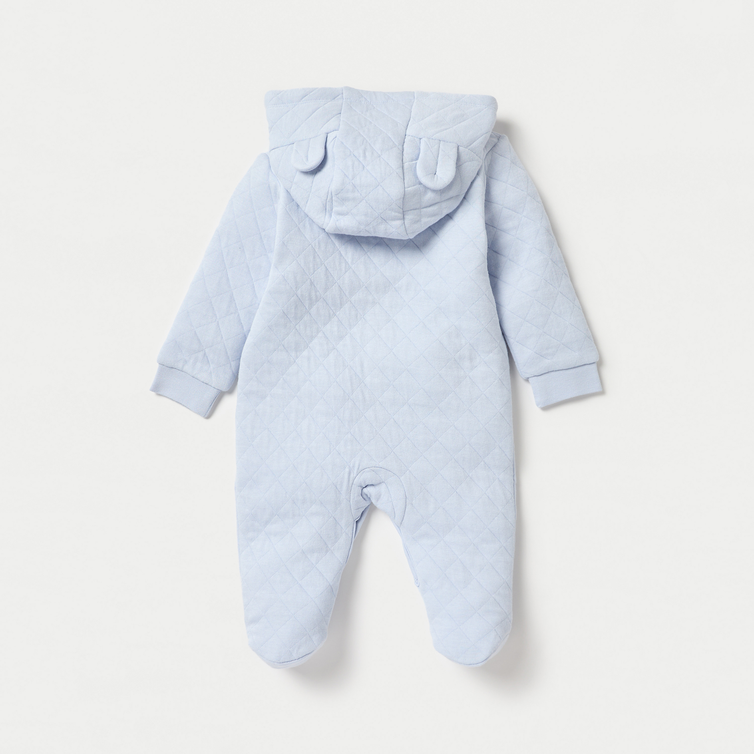 Juniors Quilted Hooded Sleepsuit with Long Sleeves and Button Closure-baby-boys-clothing-winterwear-sleepsuits-image-2