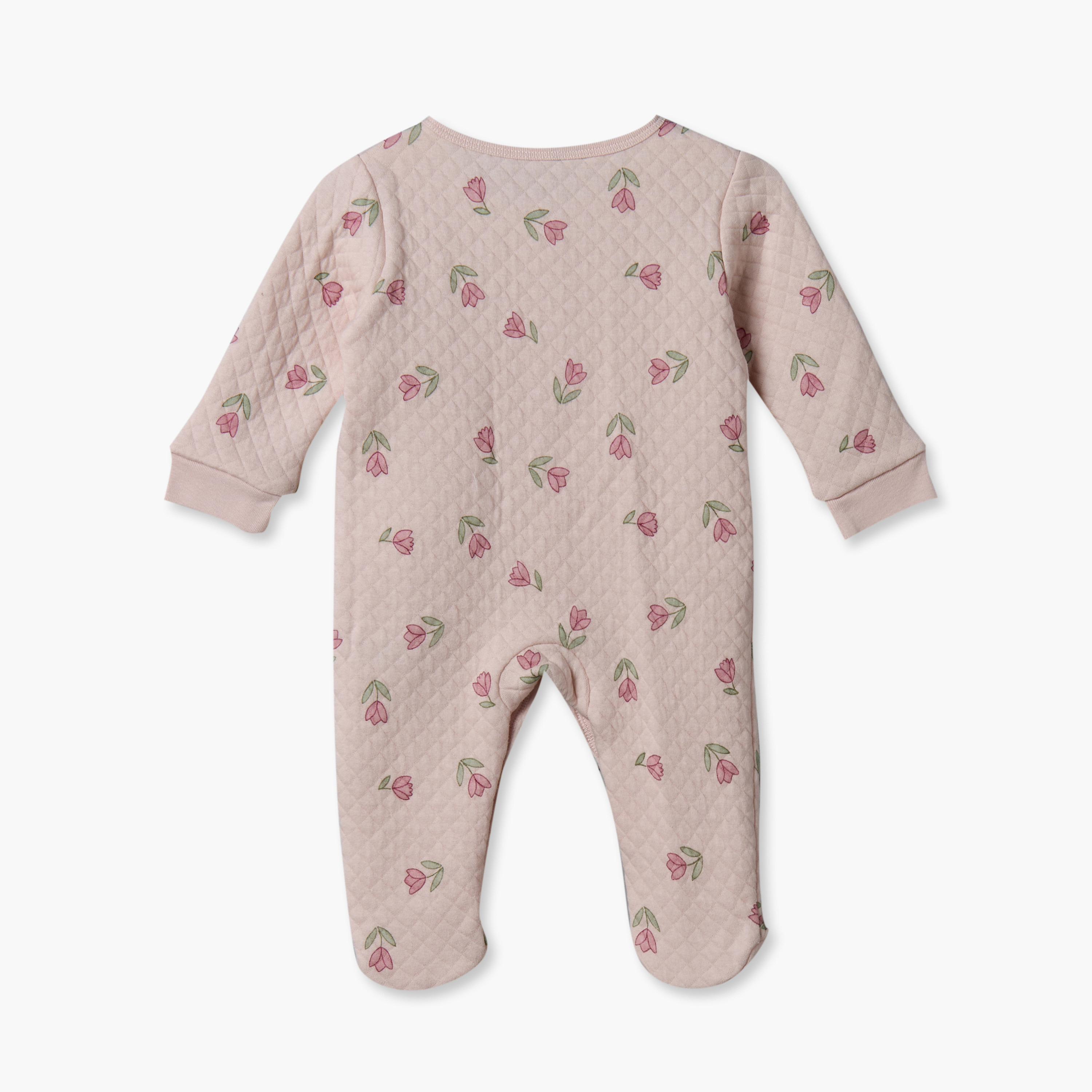 طقم بدلات نوم قطن بياقة ضيقة وأكمام طويلة بتصميم مبطن من يونيورز - عبوة من قطعتين-baby-girls-clothing-nightwear-sleepsuits-image-3