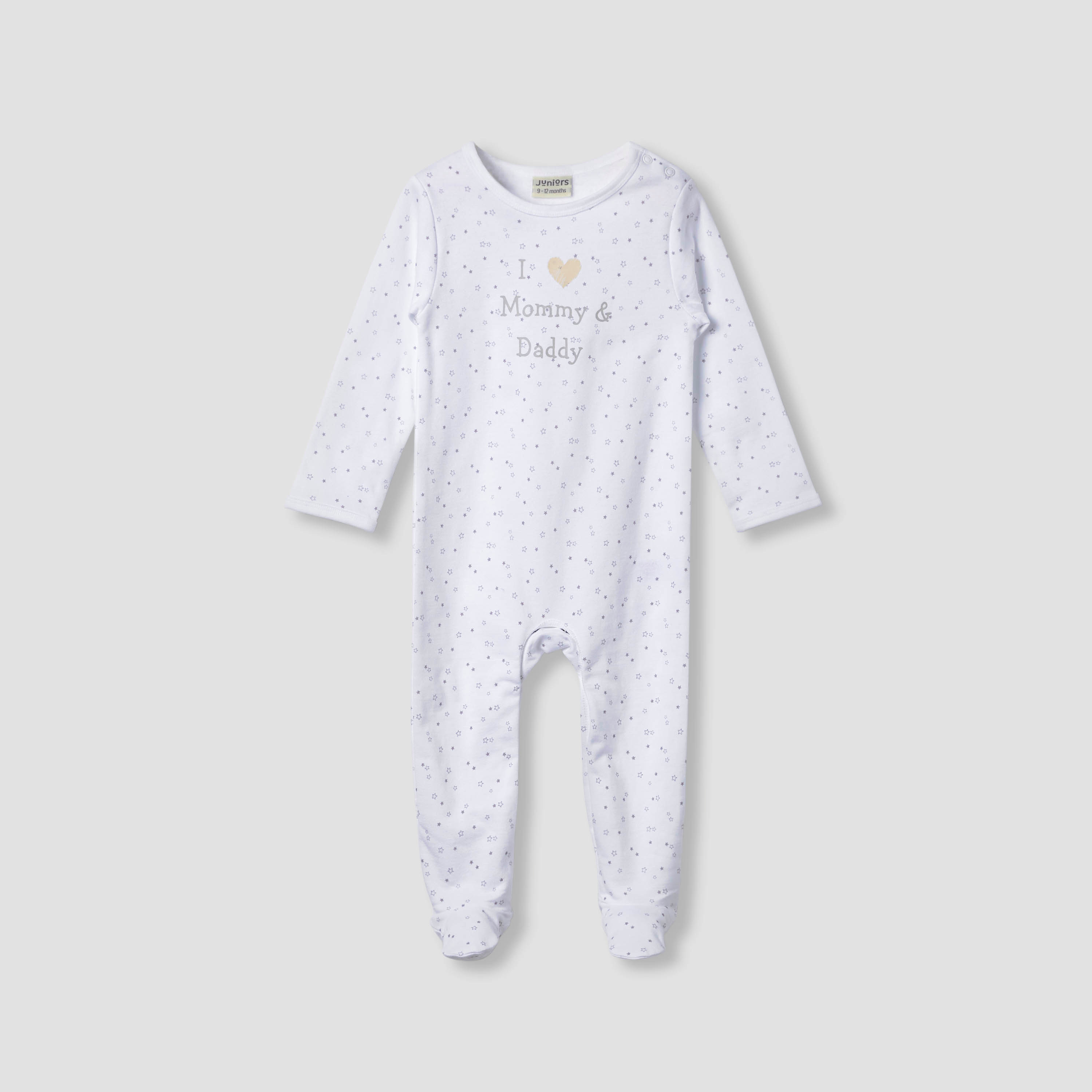بدلة نوم مغلقة القدمين وياقة مستديرة وأكمام طويلة بطبعات شعار - القطن من جونيورز-baby-girls-clothing-nightwear-sleepsuits-image-1