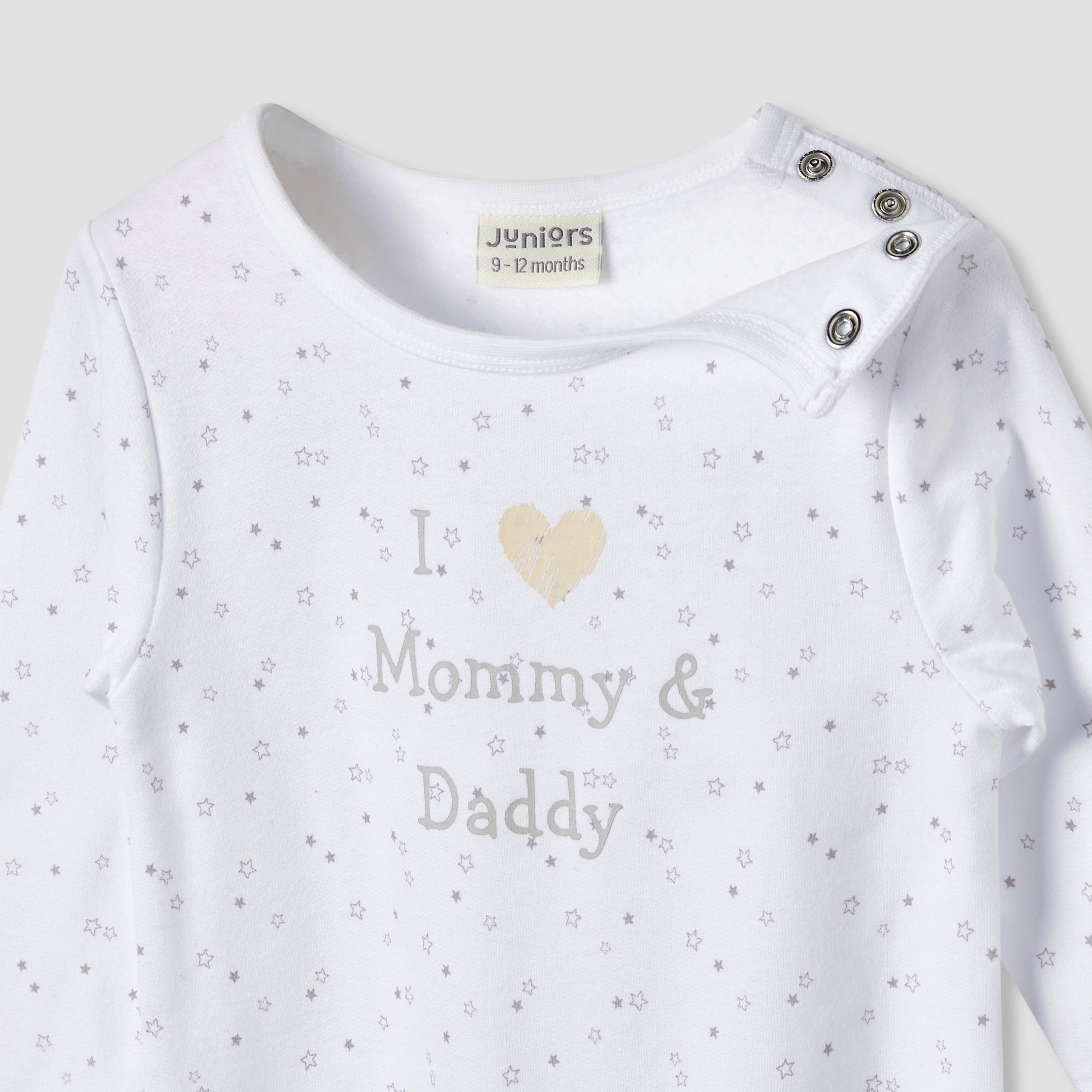 بدلة نوم مغلقة القدمين وياقة مستديرة وأكمام طويلة بطبعات شعار - القطن من جونيورز-baby-girls-clothing-nightwear-sleepsuits-image-3