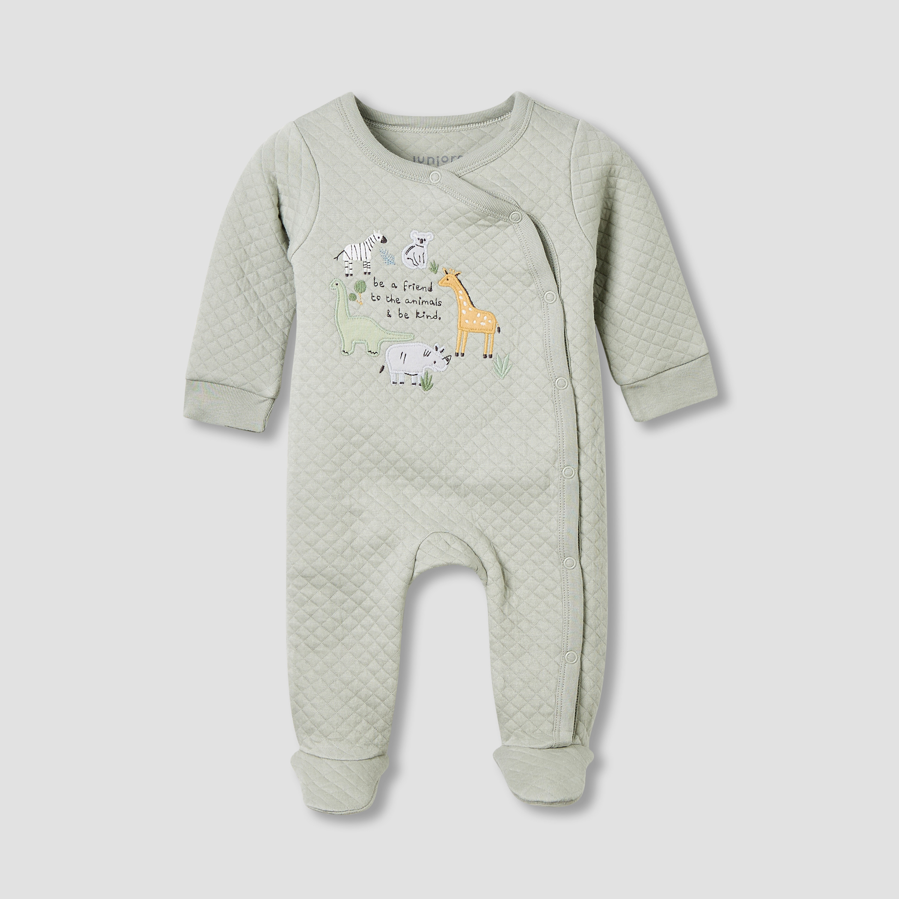 Juniors Round Neck Closed Foot Sleepsuit with Safari Print - Cotton - Long Sleeves - Set of 2-baby-boys-clothing-nightwear-sleepsuits-image-2